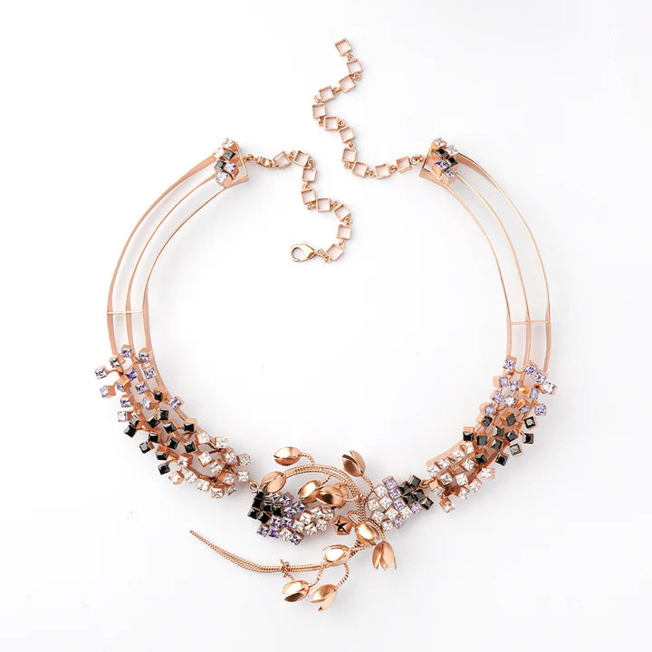 Cravat Of Stars Gemstone Gold Plated Necklace