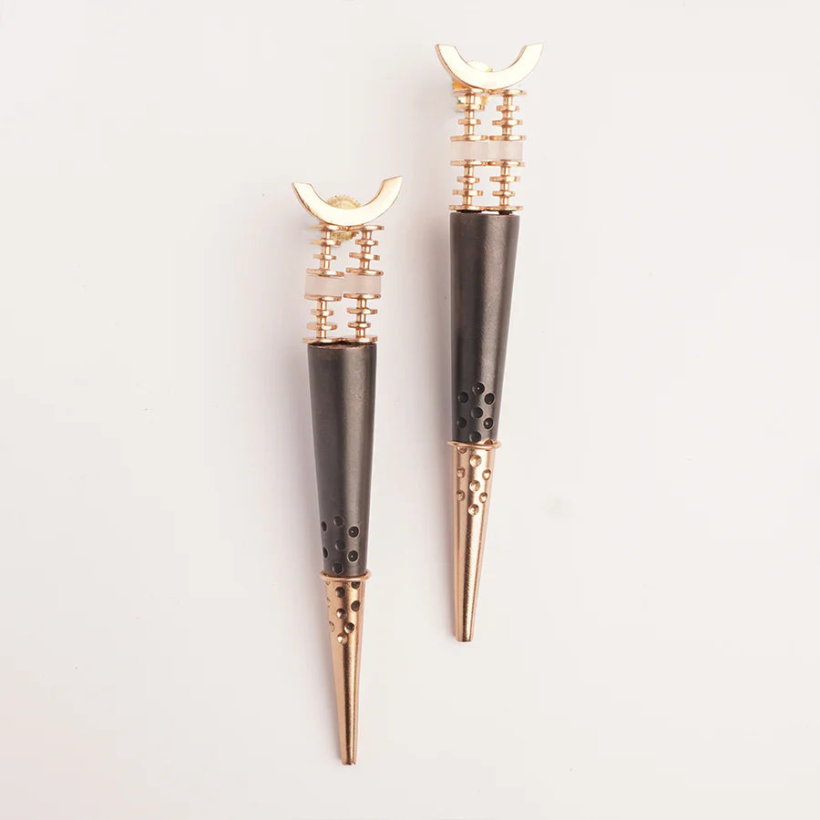 Edge Of Night Gold Plated Spike Earrings Worn