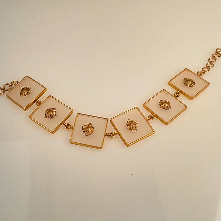 Gold Acrylic Square Necklace