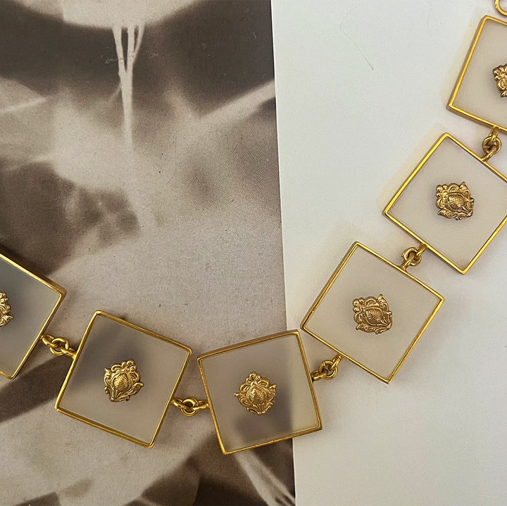 Gold Acrylic Square Necklace