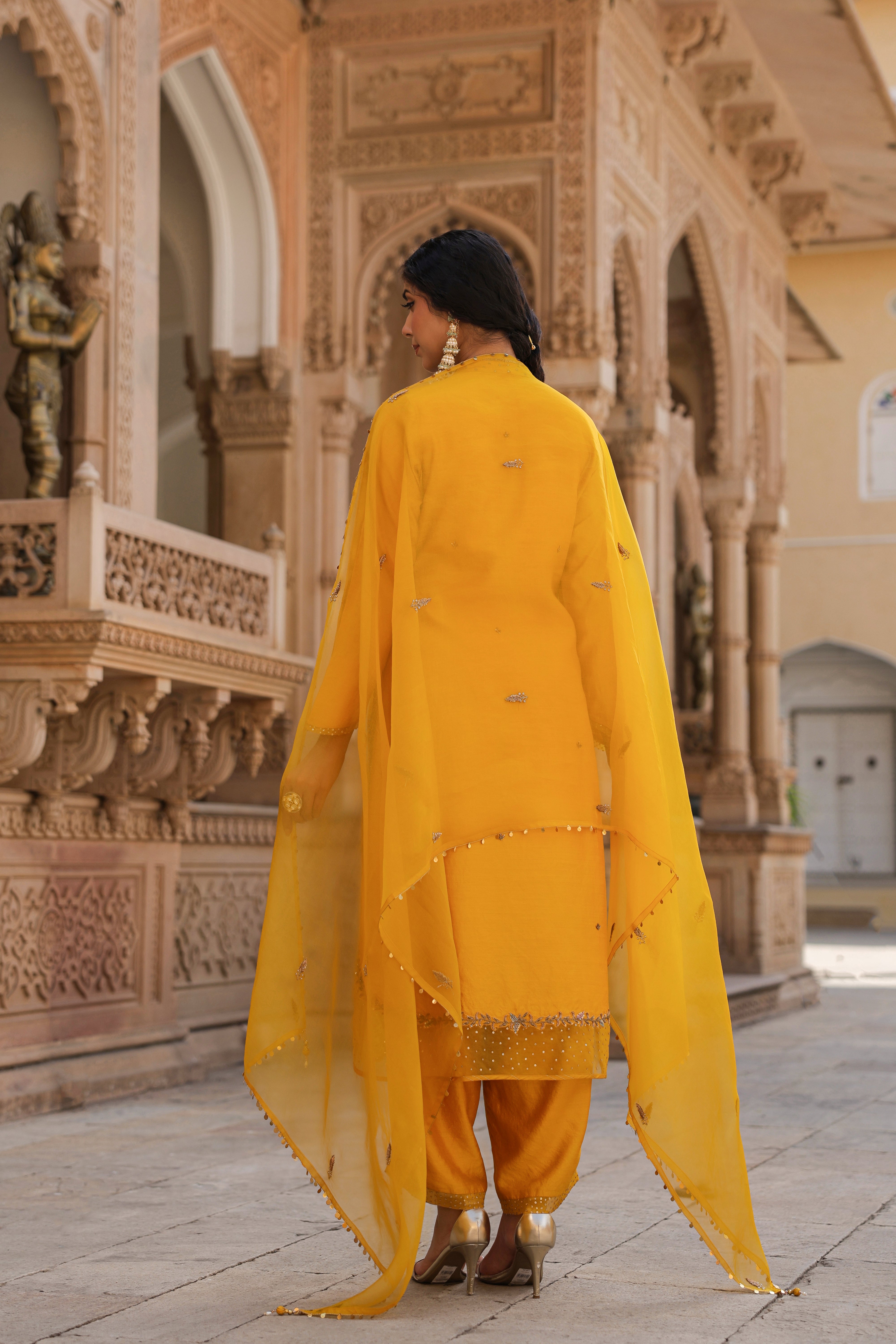 Yellow Riwayat Heavy Long Kurta Set