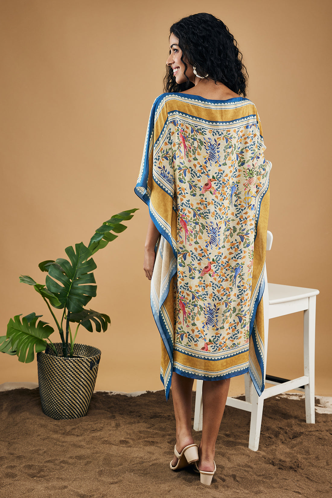 Bird And Tile Printed Kaftan Dress