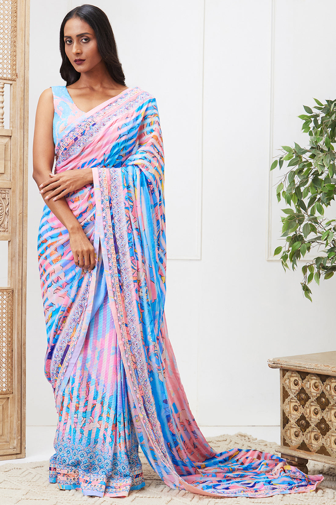 Zaynab Sequin Pre-drape Saree