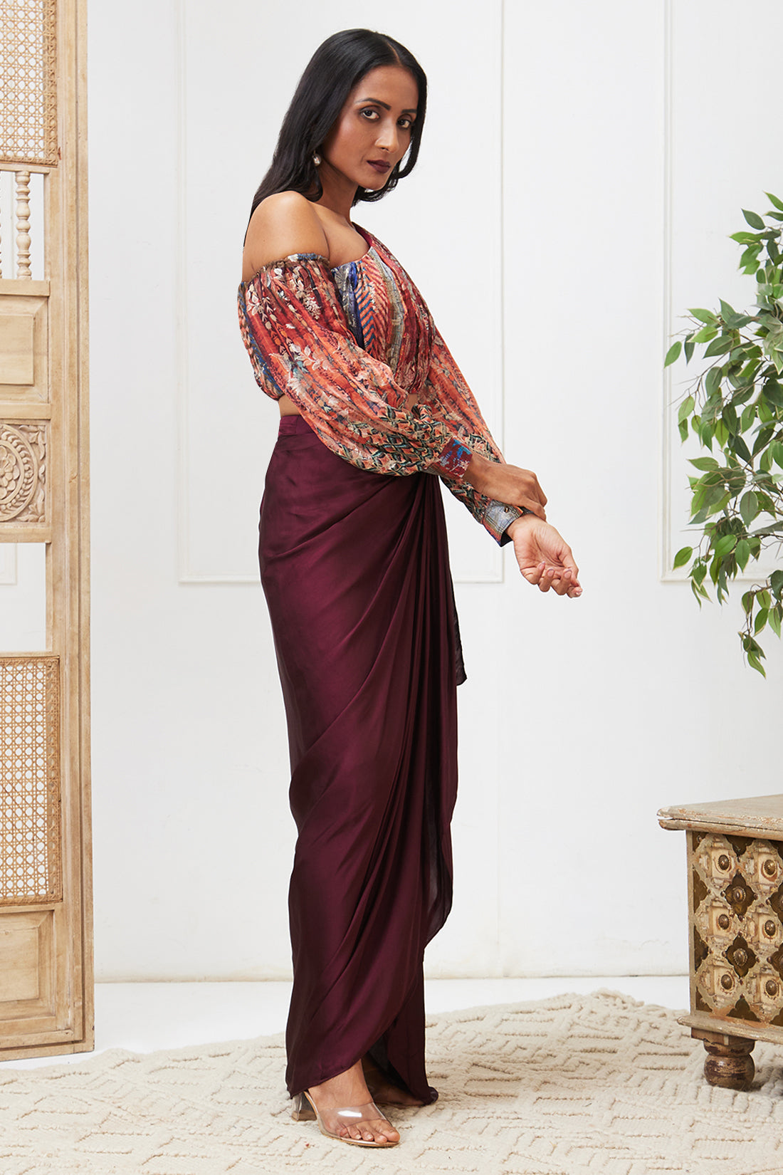 Adah Printed Drape Skirt Set