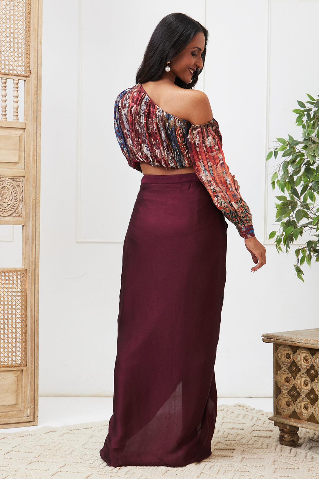 Adah Printed Drape Skirt Set