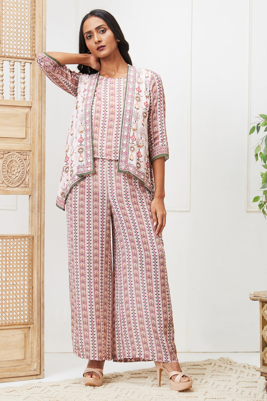 Tabriz Embroidered Co-ord Set With Jacket