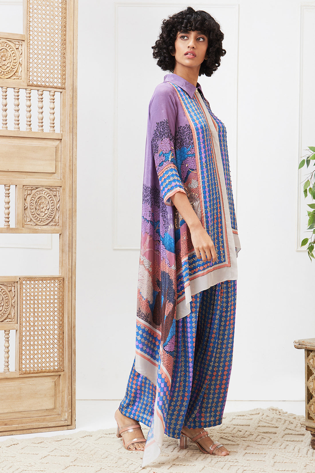 Benazir Printed High-low Shirt With Pant