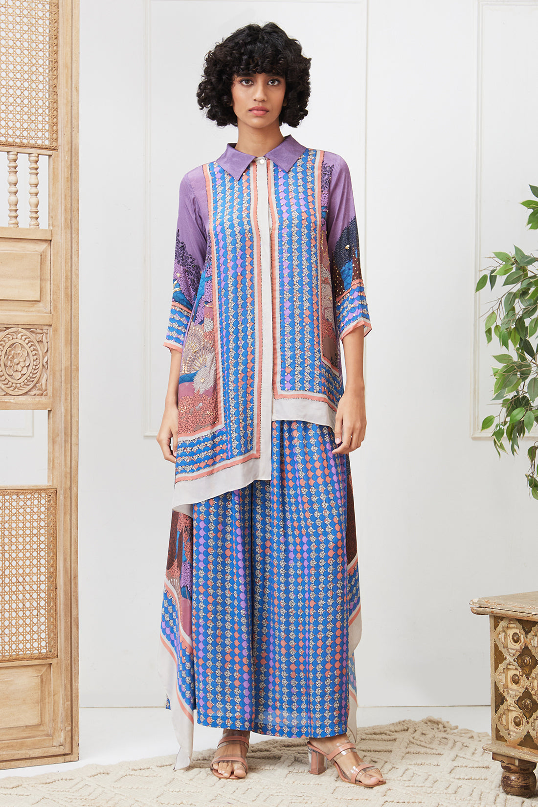 Benazir Printed High-low Shirt With Pant