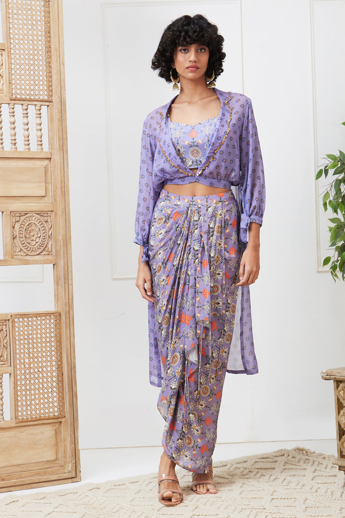 Tabriz Embellished Drape Skirt Set