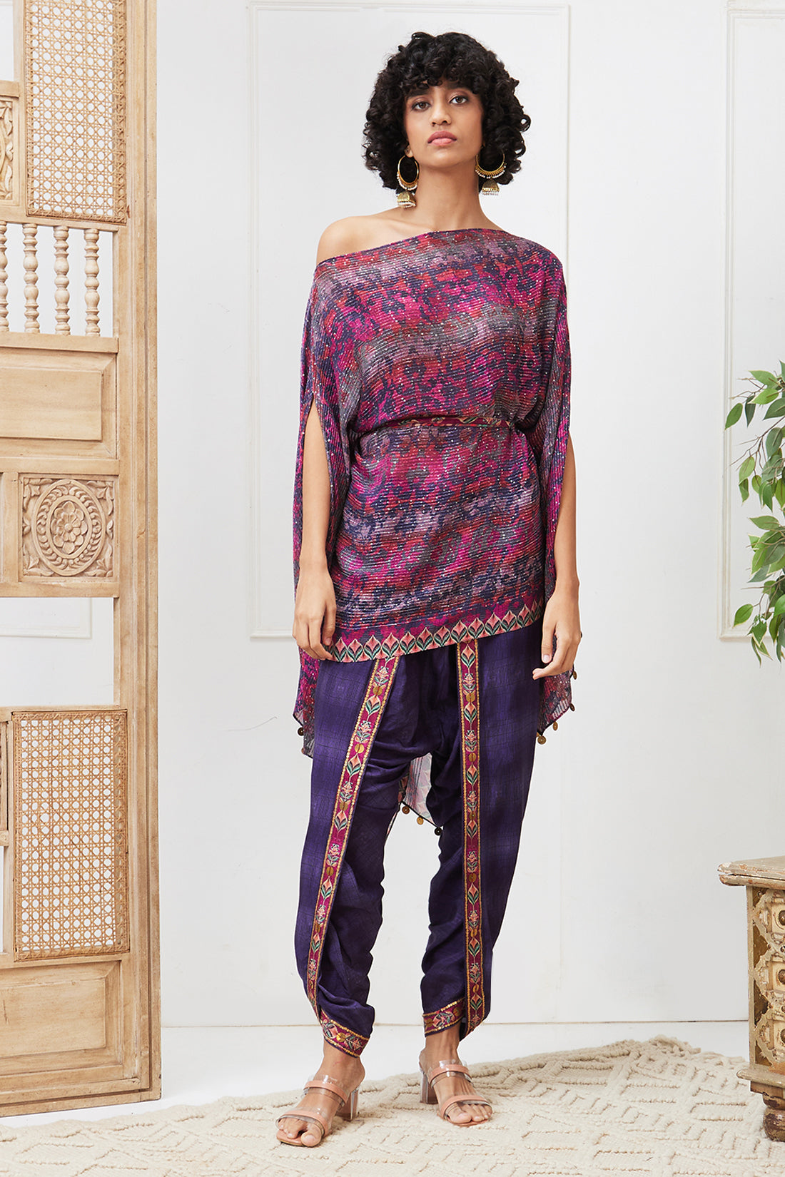 Adah Sequin Printed Dhoti Set