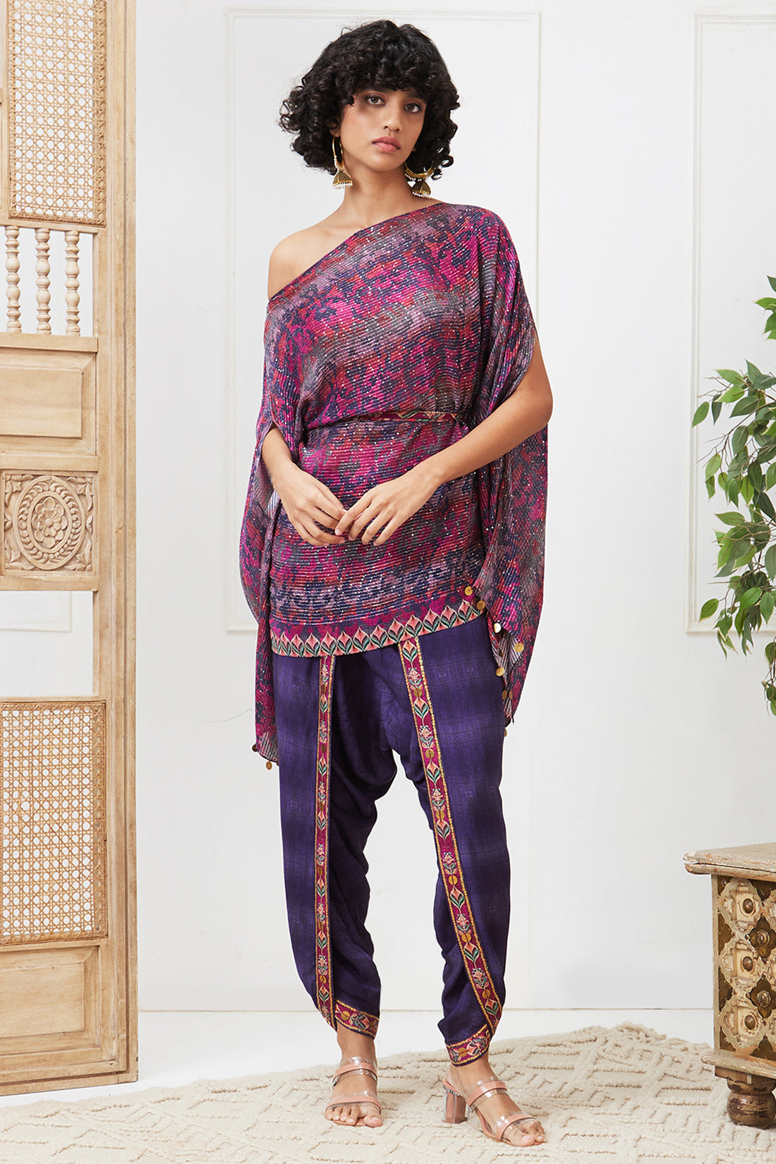 Adah Sequin Printed Dhoti Set