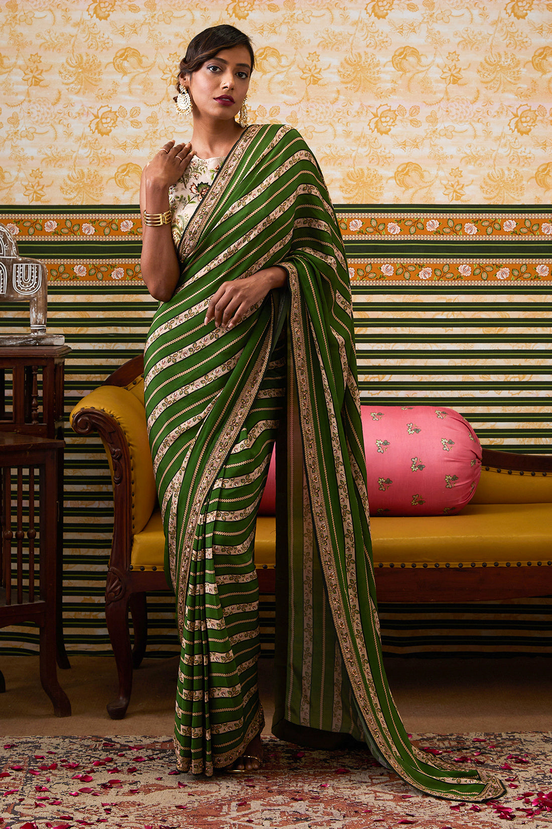 Mehr Embroidered Pre-draped Saree