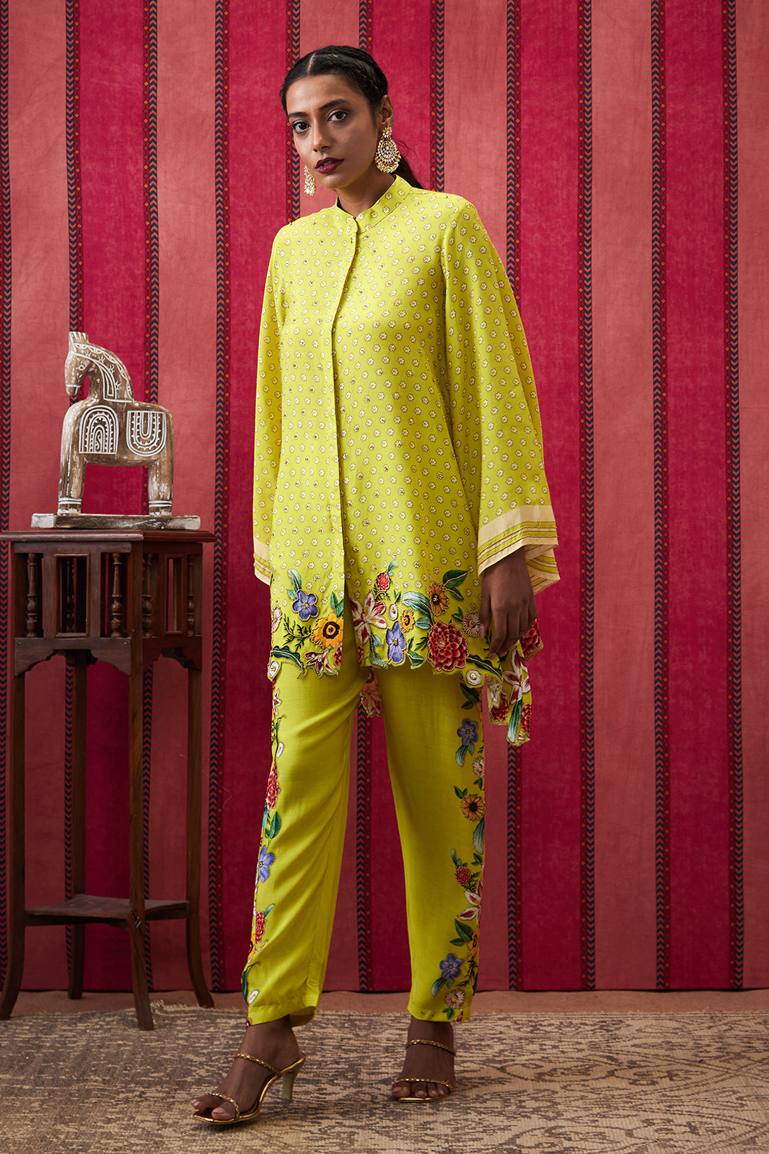 Gulista Applique High-low Shirt With Pants