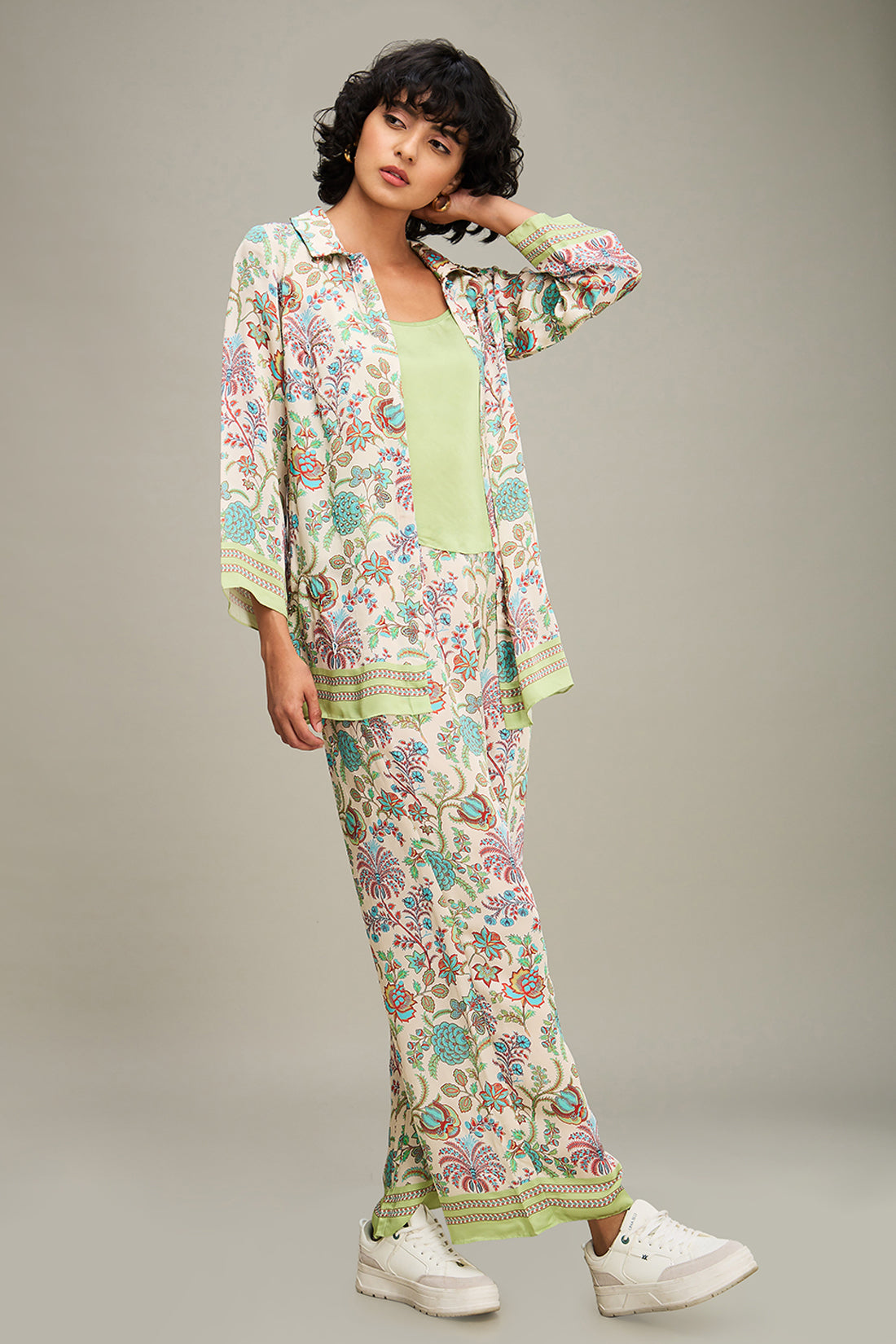 Mehr Printed Co Ord Set With Jacket