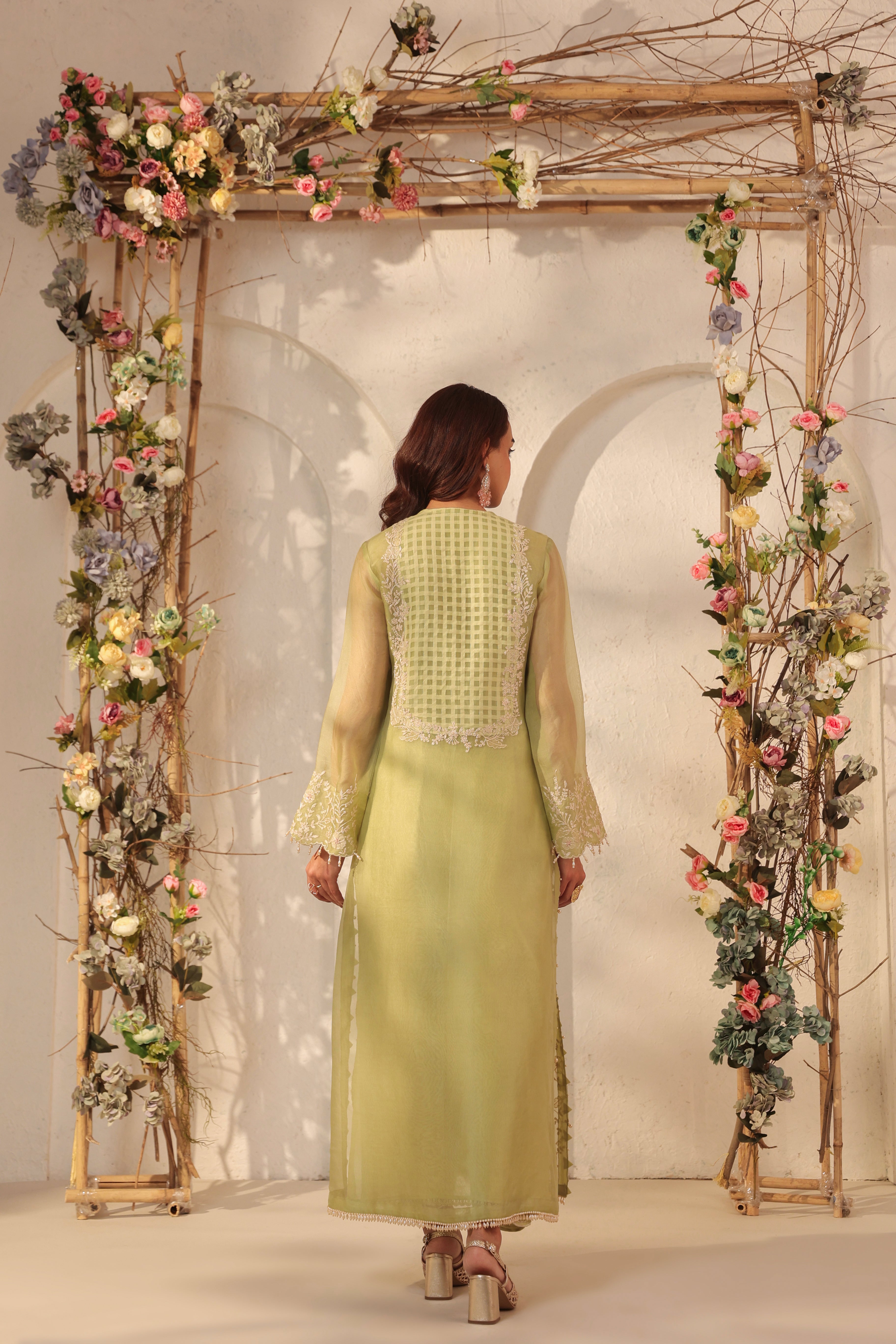 Vaayu Green Heavy Jaal Kurta Set