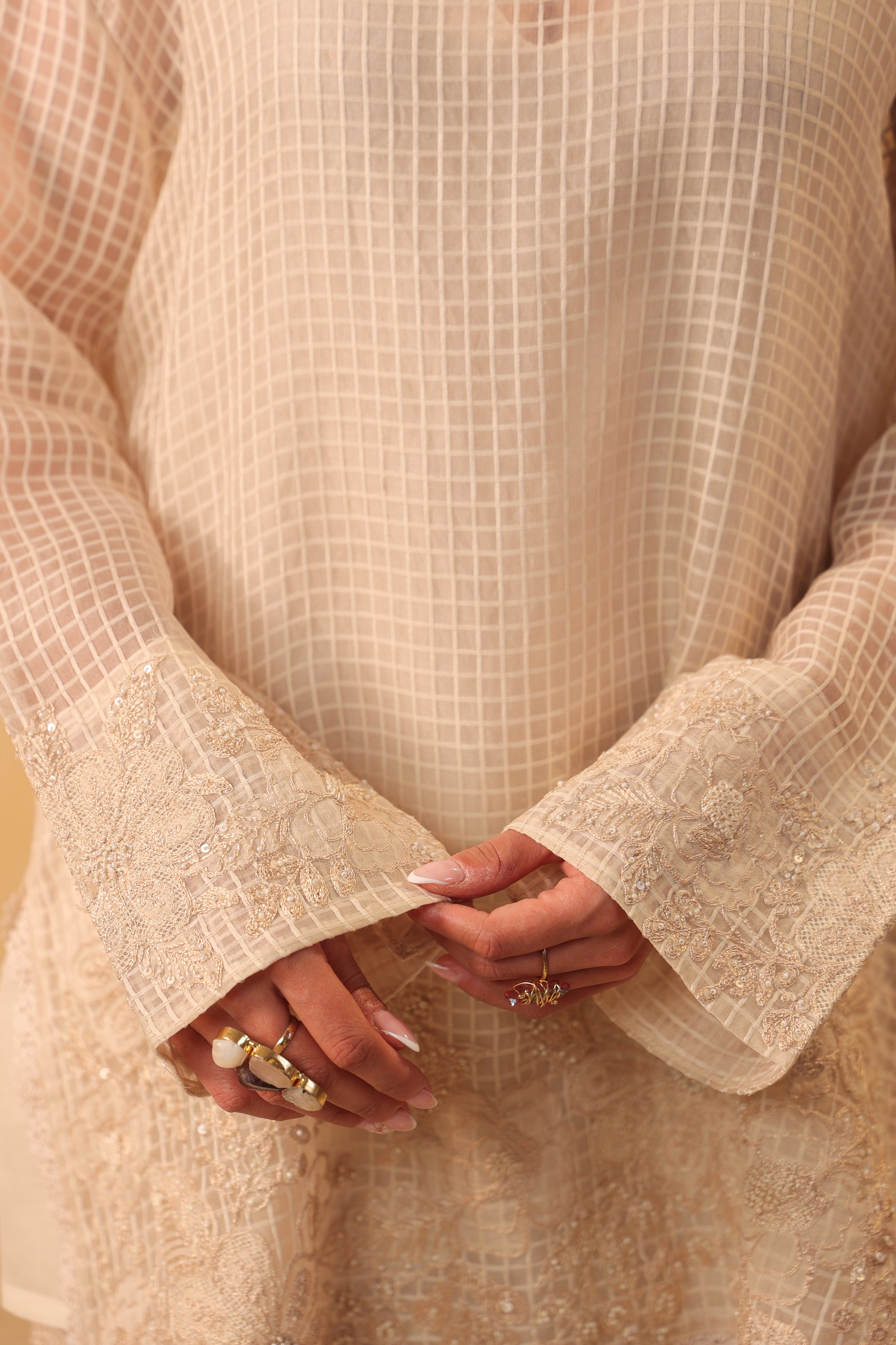 Vaayu Ivory Heavy Applique Co-ord Set