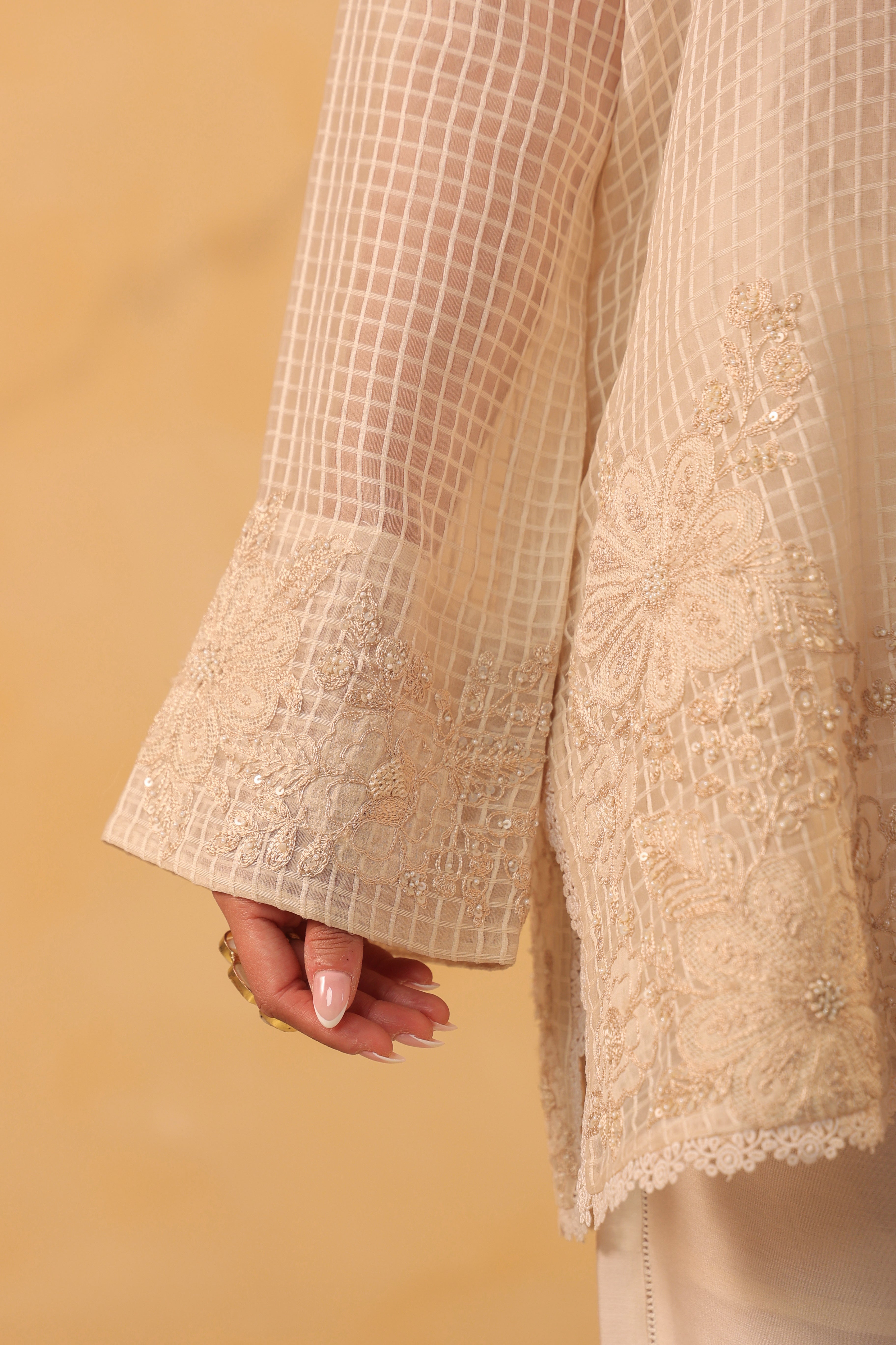 Vaayu Ivory Heavy Applique Co-ord Set