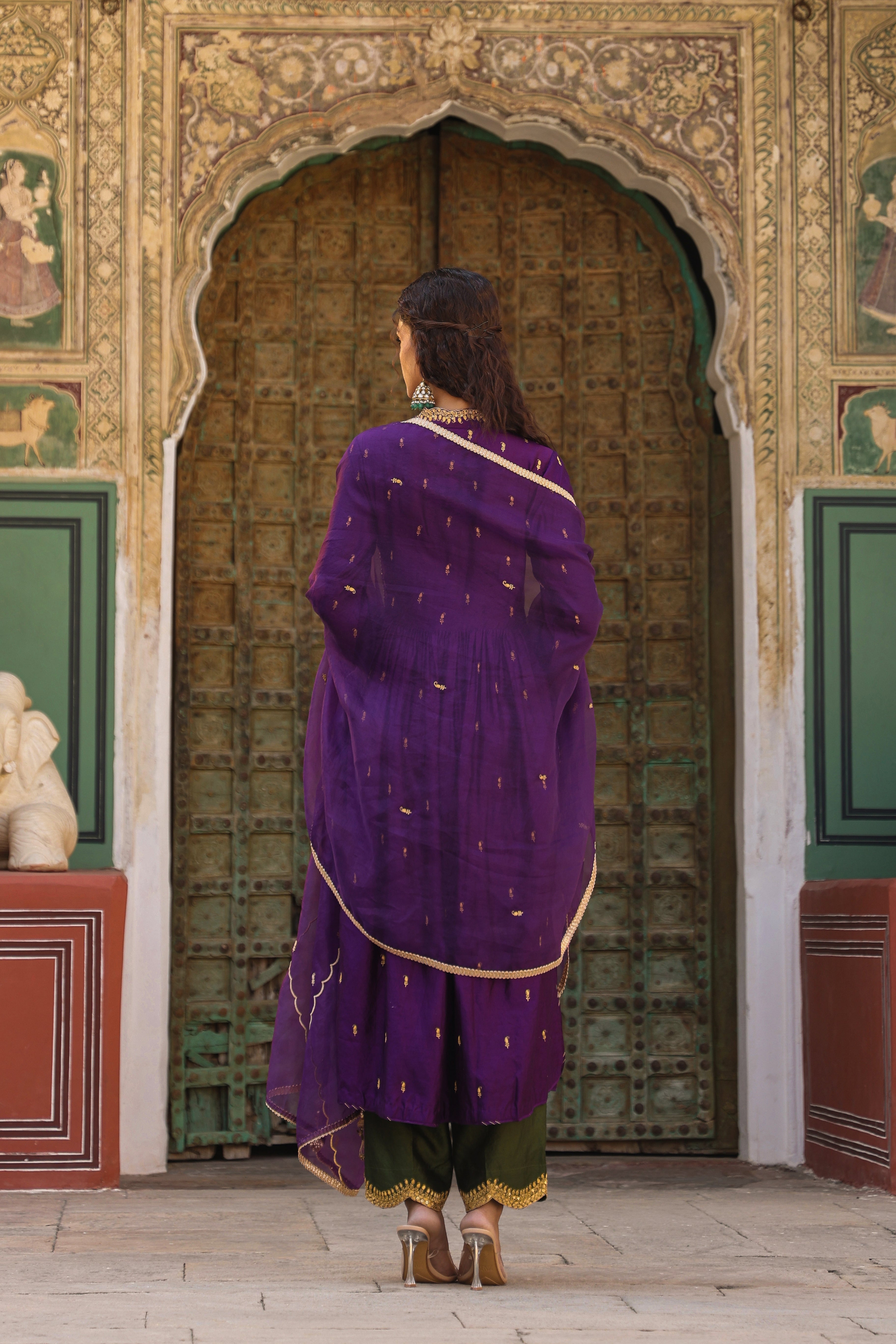 Purple Riwayat Overlap Frockstyle Kurta Set