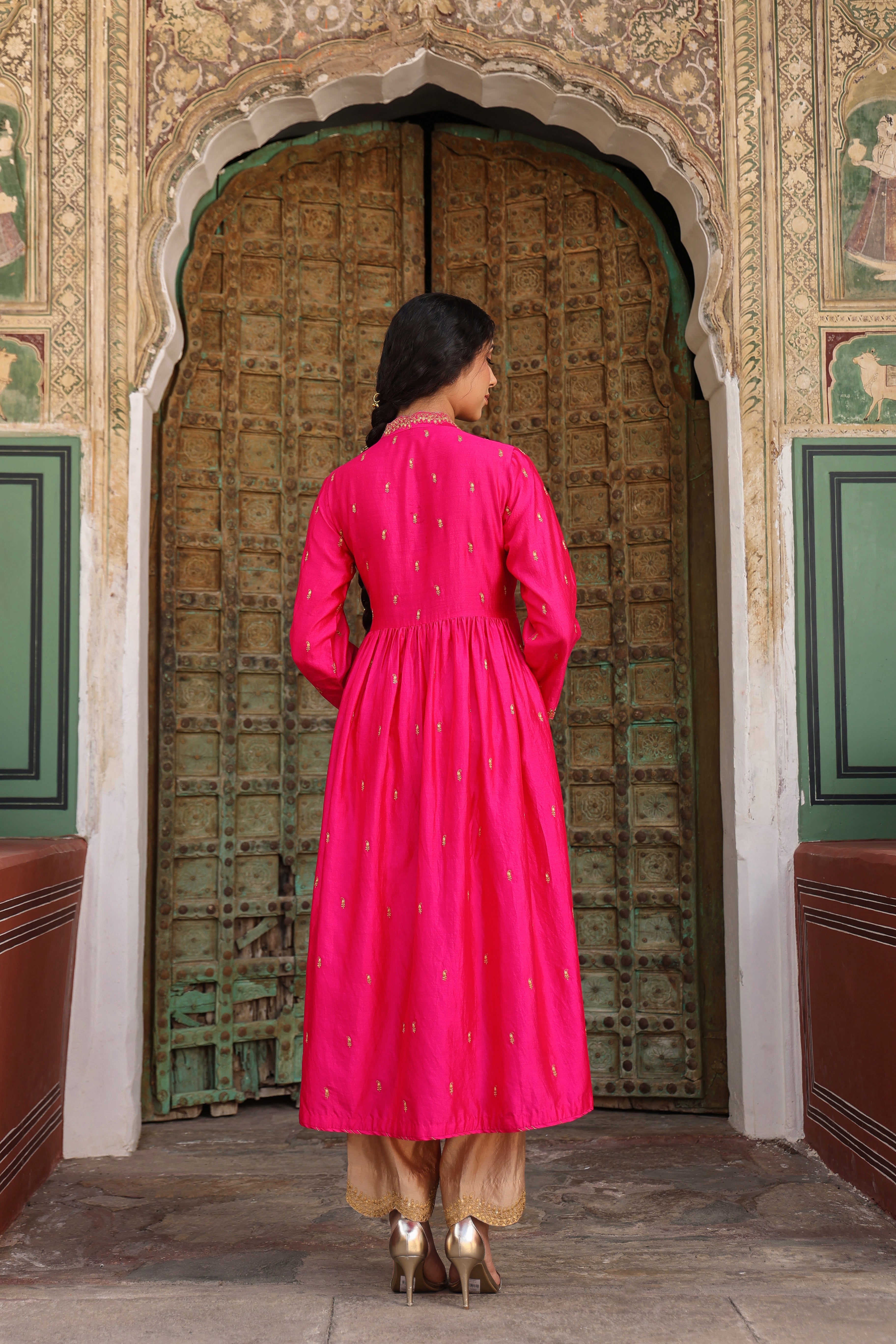 Pink Riwayat Overlap Frockstyle Kurta Set