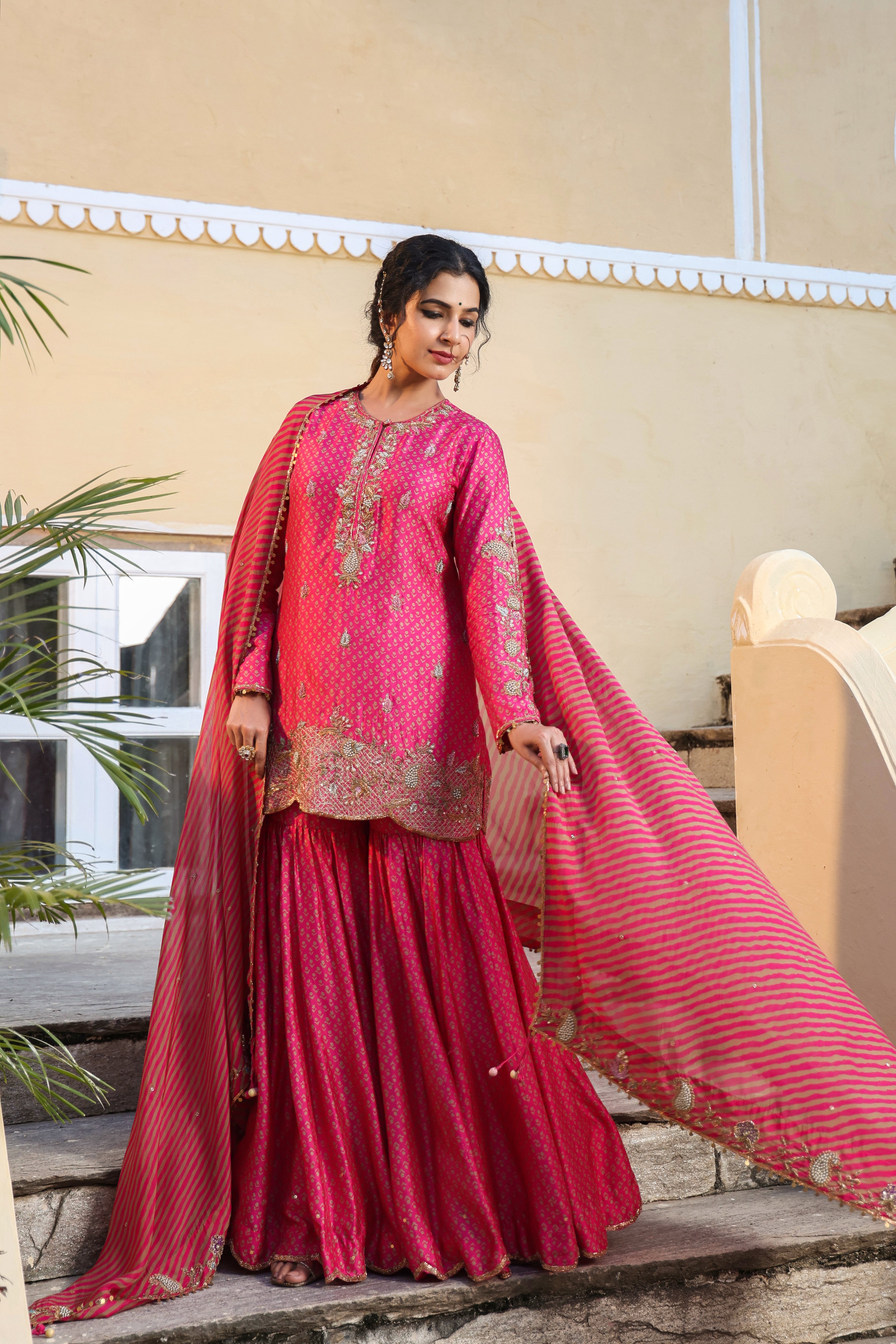 Pink Riwayat Printed Sharara Set