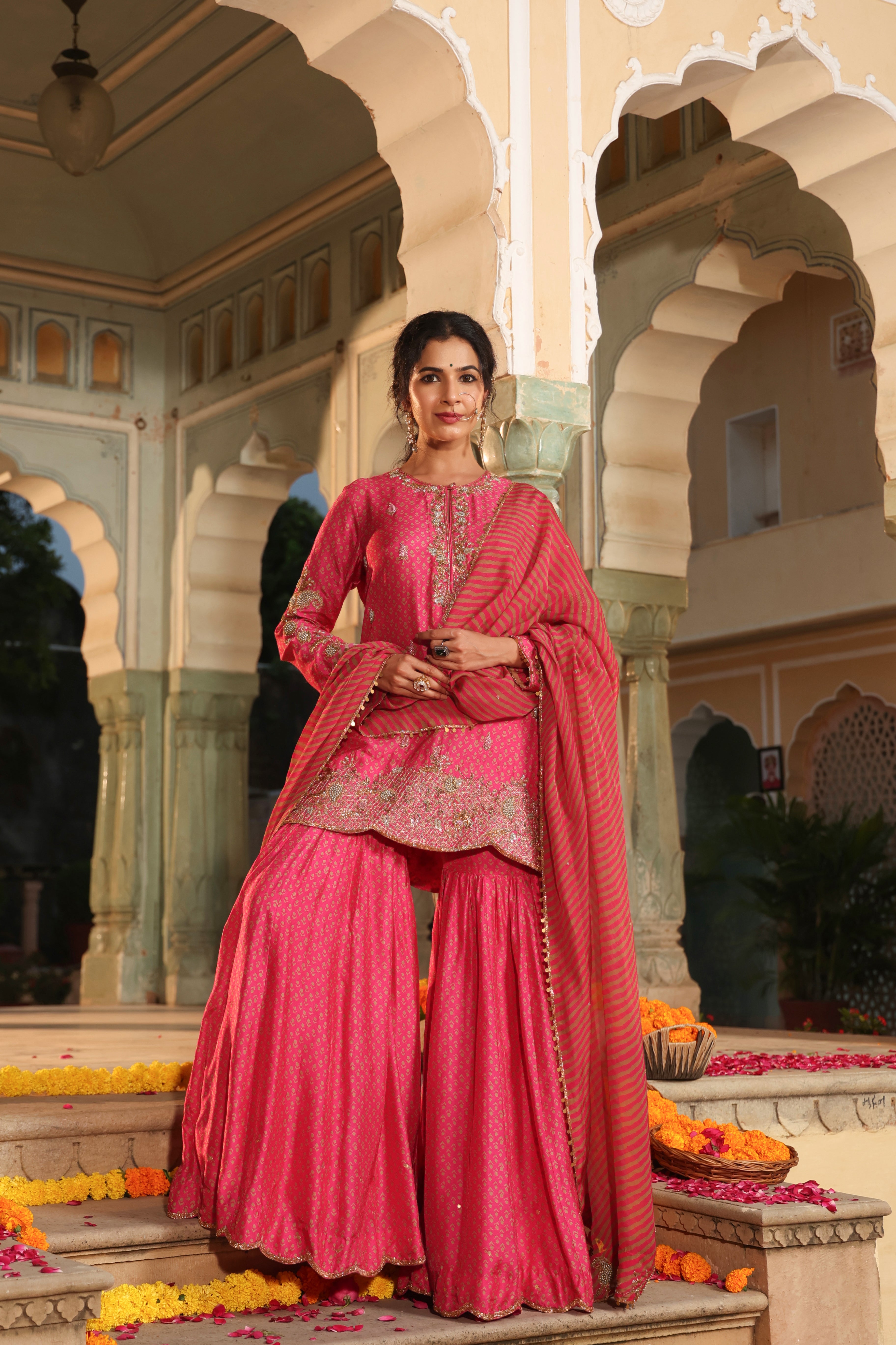 Pink Riwayat Printed Sharara Set