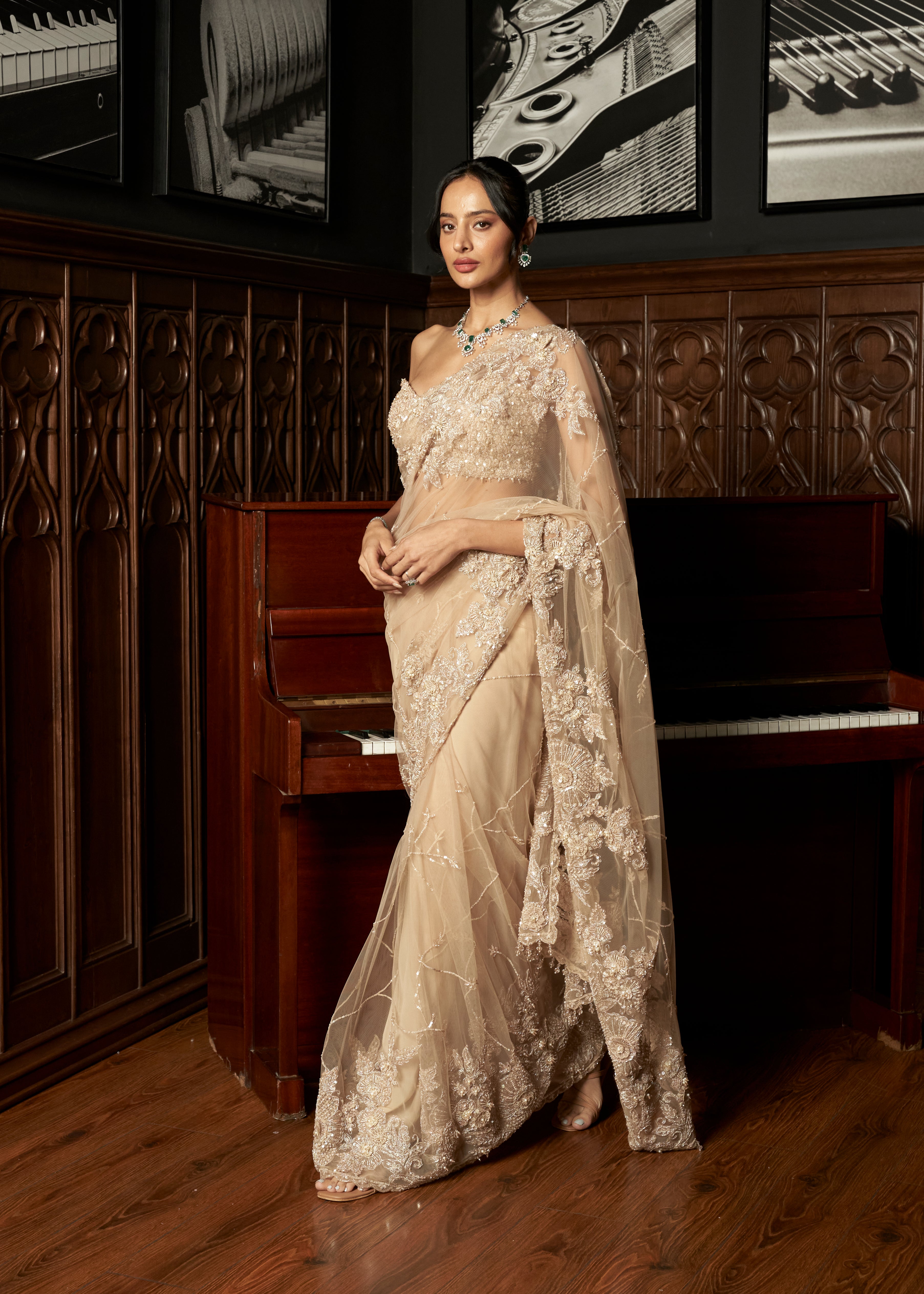 Beige Saree Set