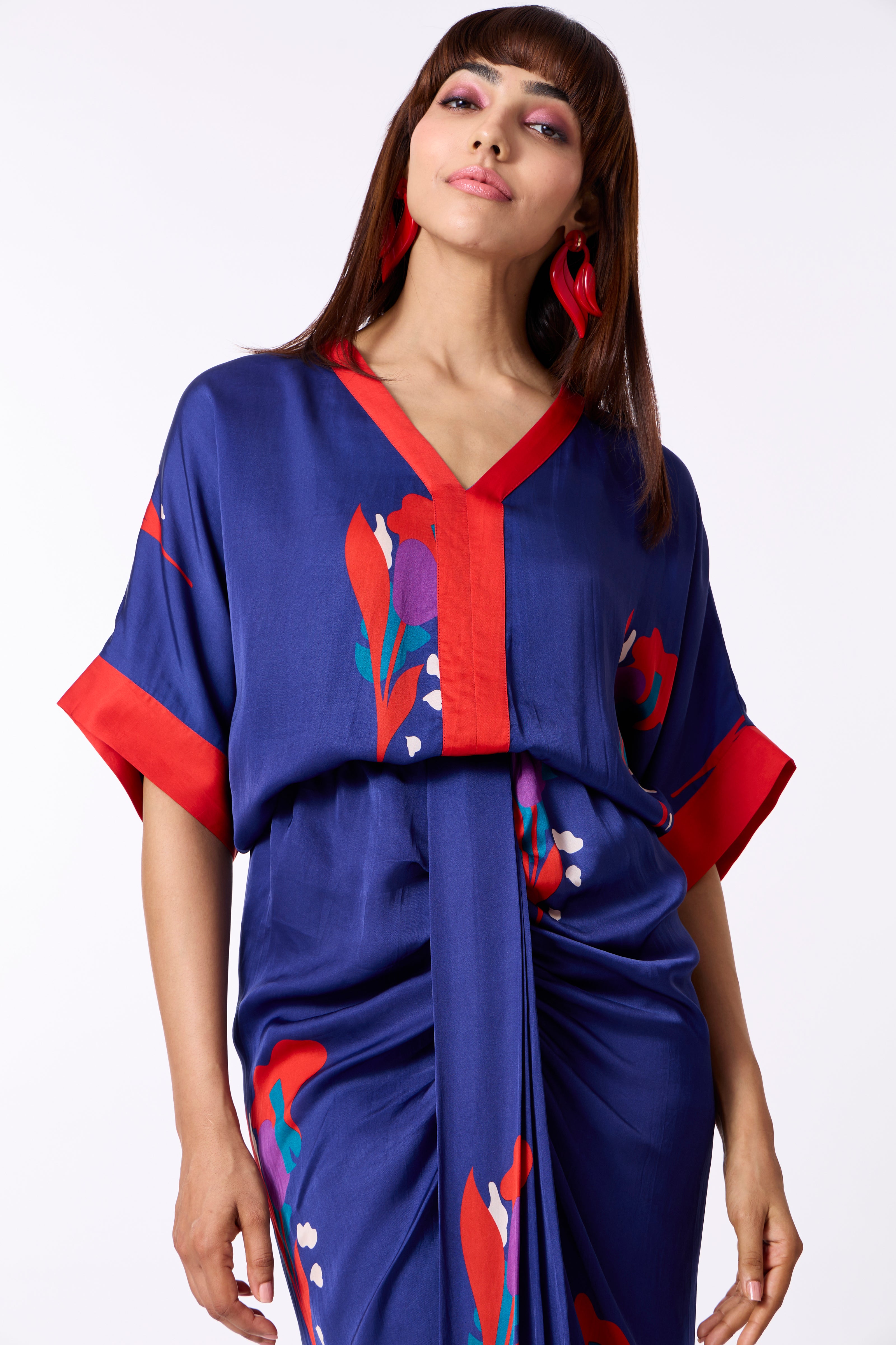 Sable Dress - Deep Blue & Scarlet