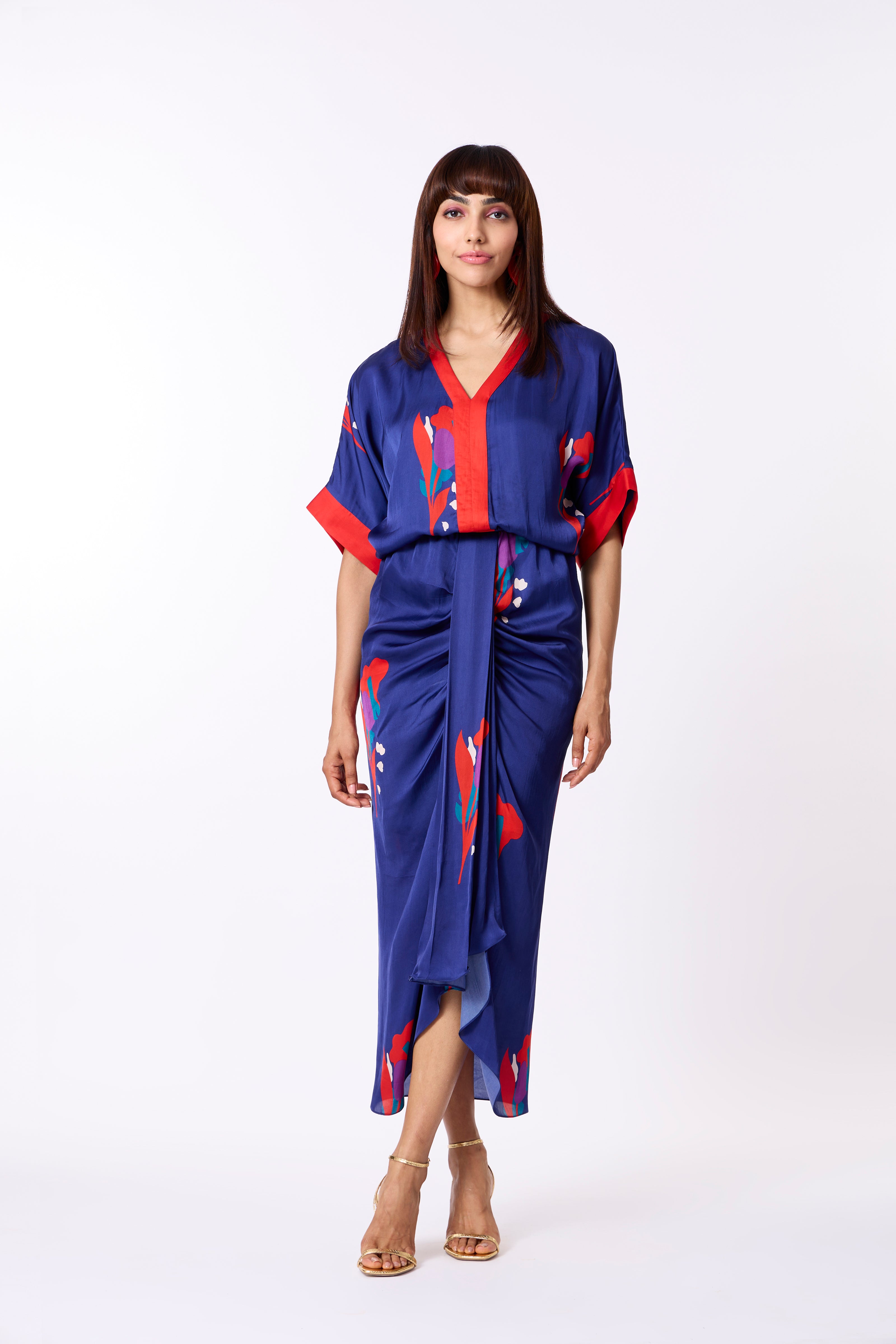 Sable Dress - Deep Blue & Scarlet