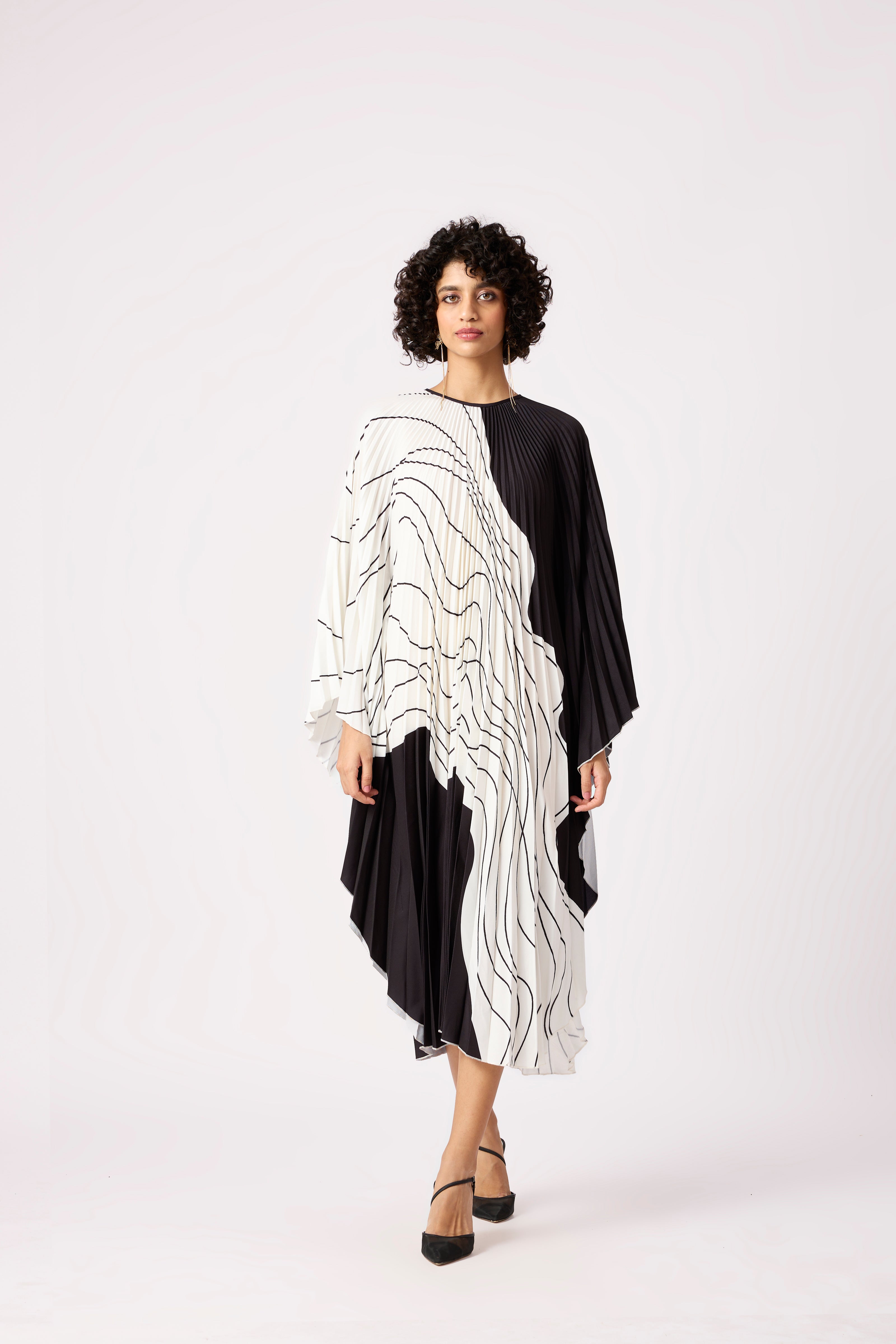 Sarah Print Kaftan - Black & Ivory