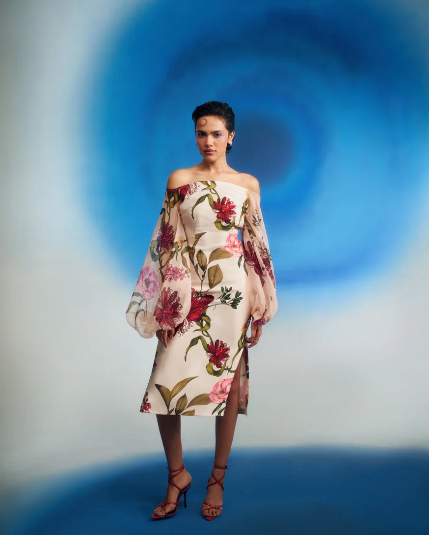 Bishop Sleeves Column Dress