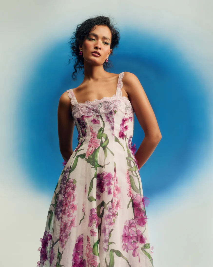 Organza Panel Midi W/ Lace