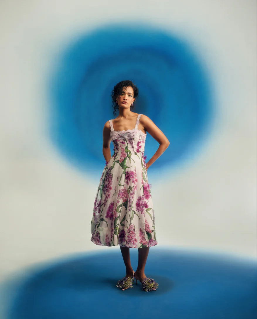 Organza Panel Midi W/ Lace