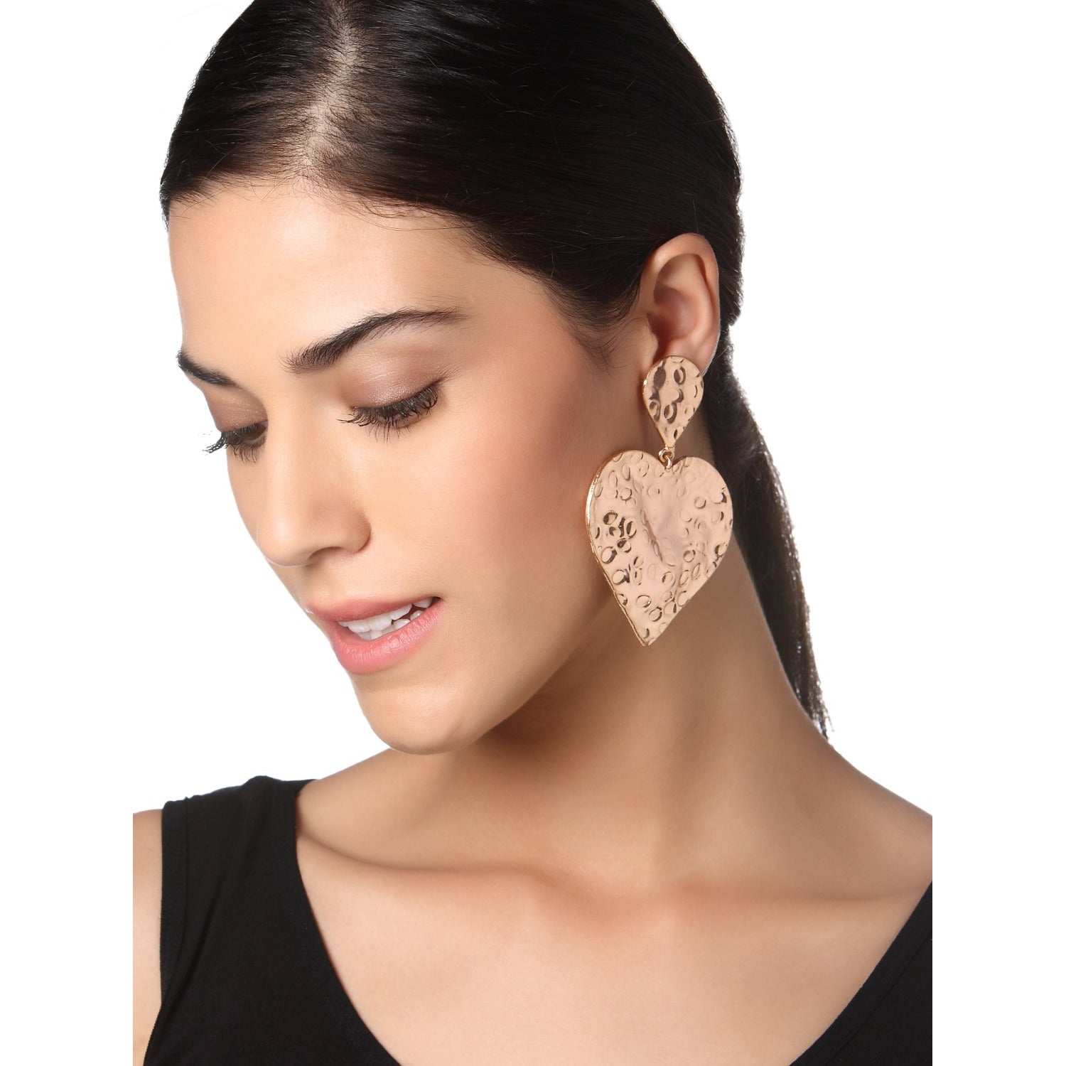 Valliyan Beaten  Heart Rosegold Earring