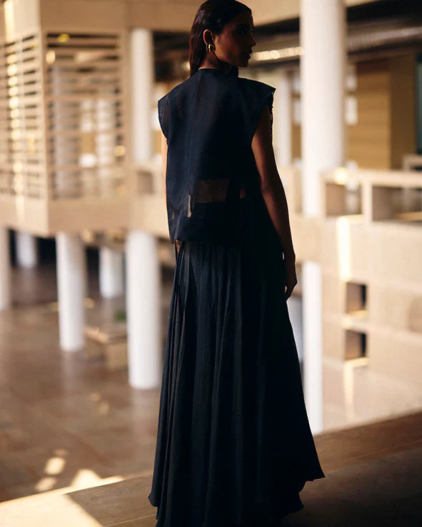 Black Terra Dash Top With Flare Pants