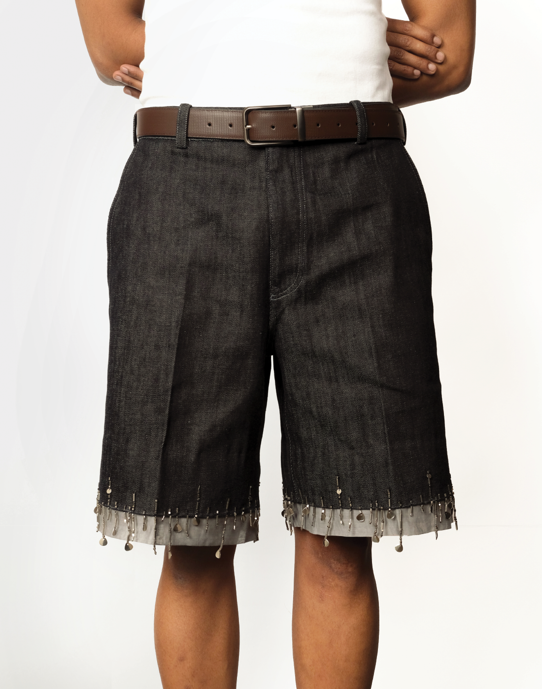 Singed Hem Denim Shorts