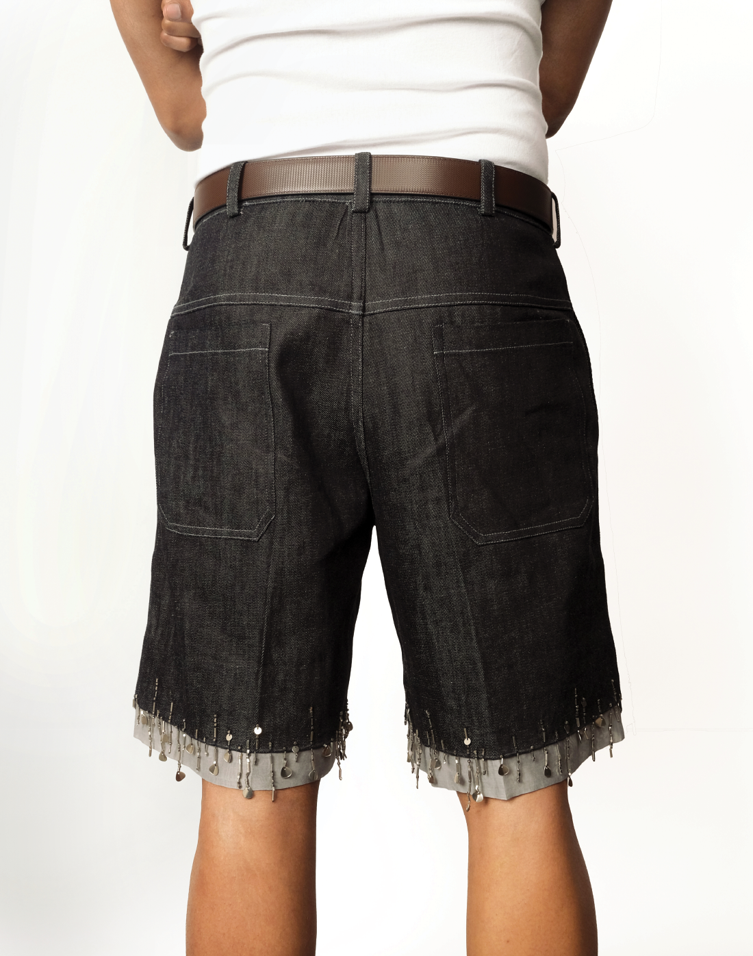 Singed Hem Denim Shorts