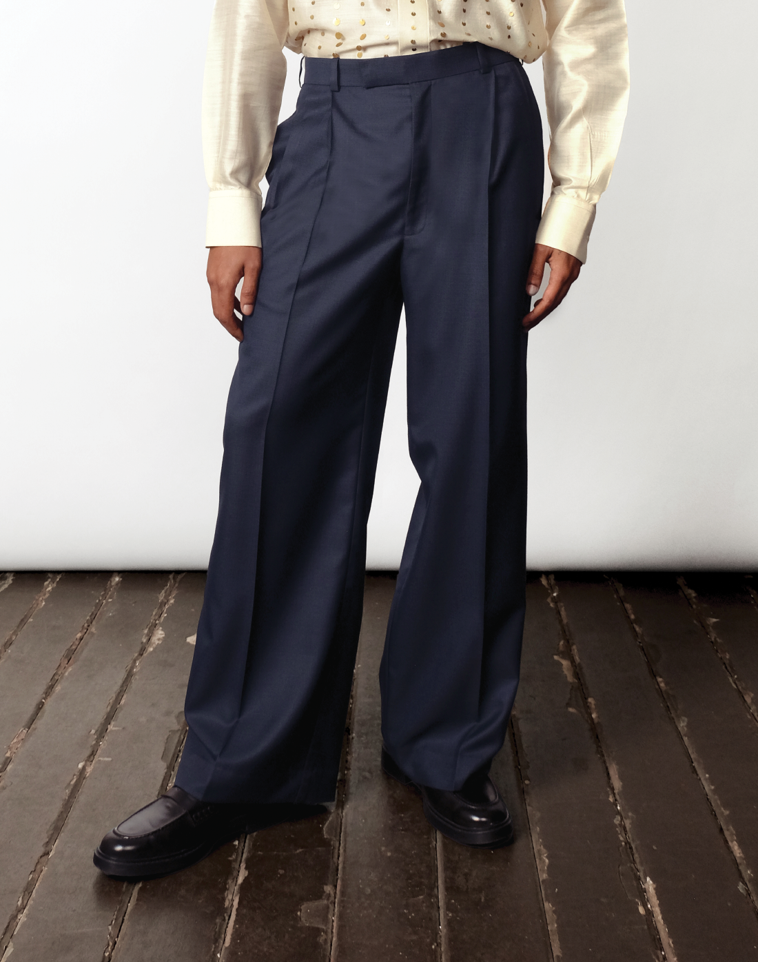 Navy Wide Leg Trousers