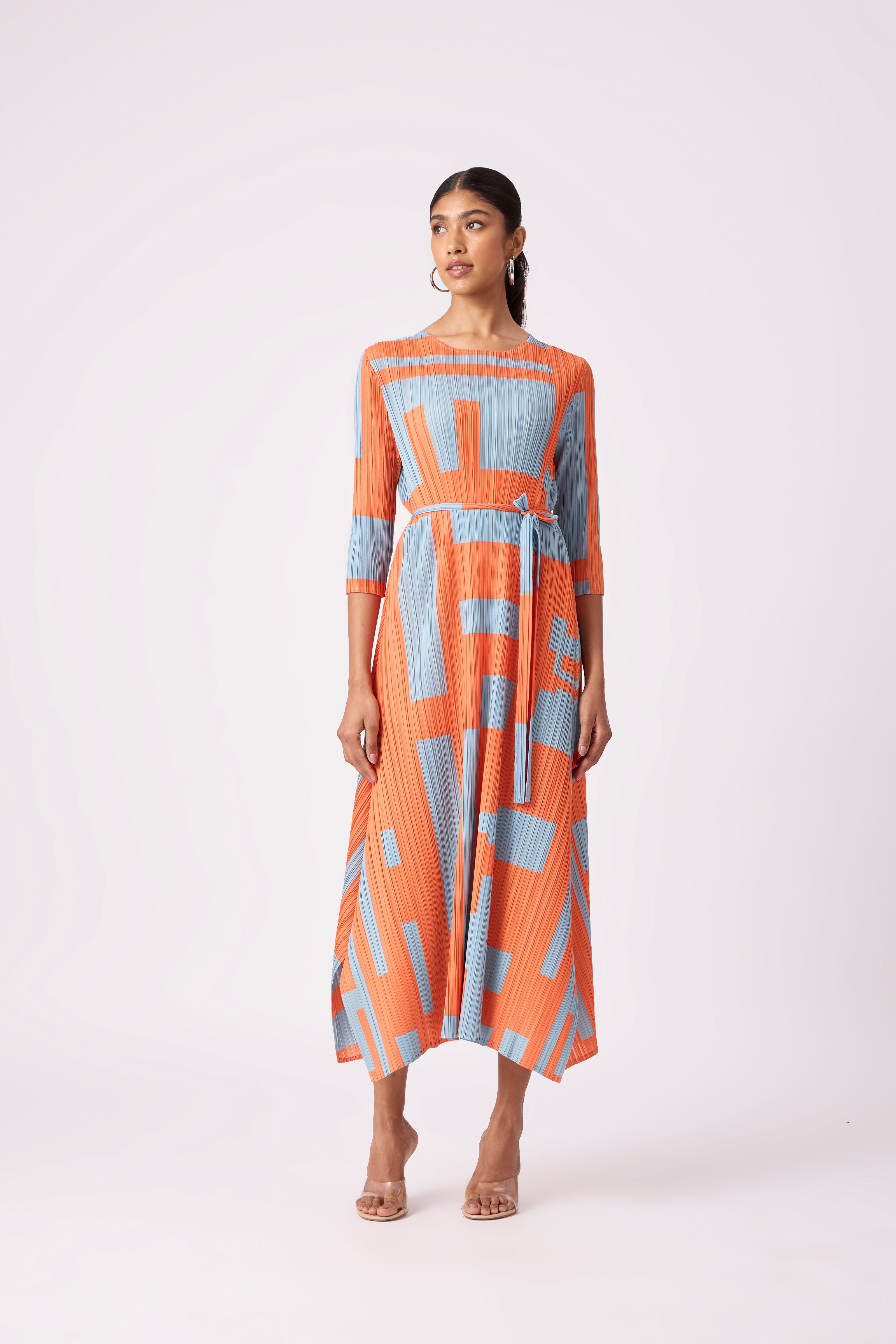 Trista Abstract Print Dress - Blue Orange