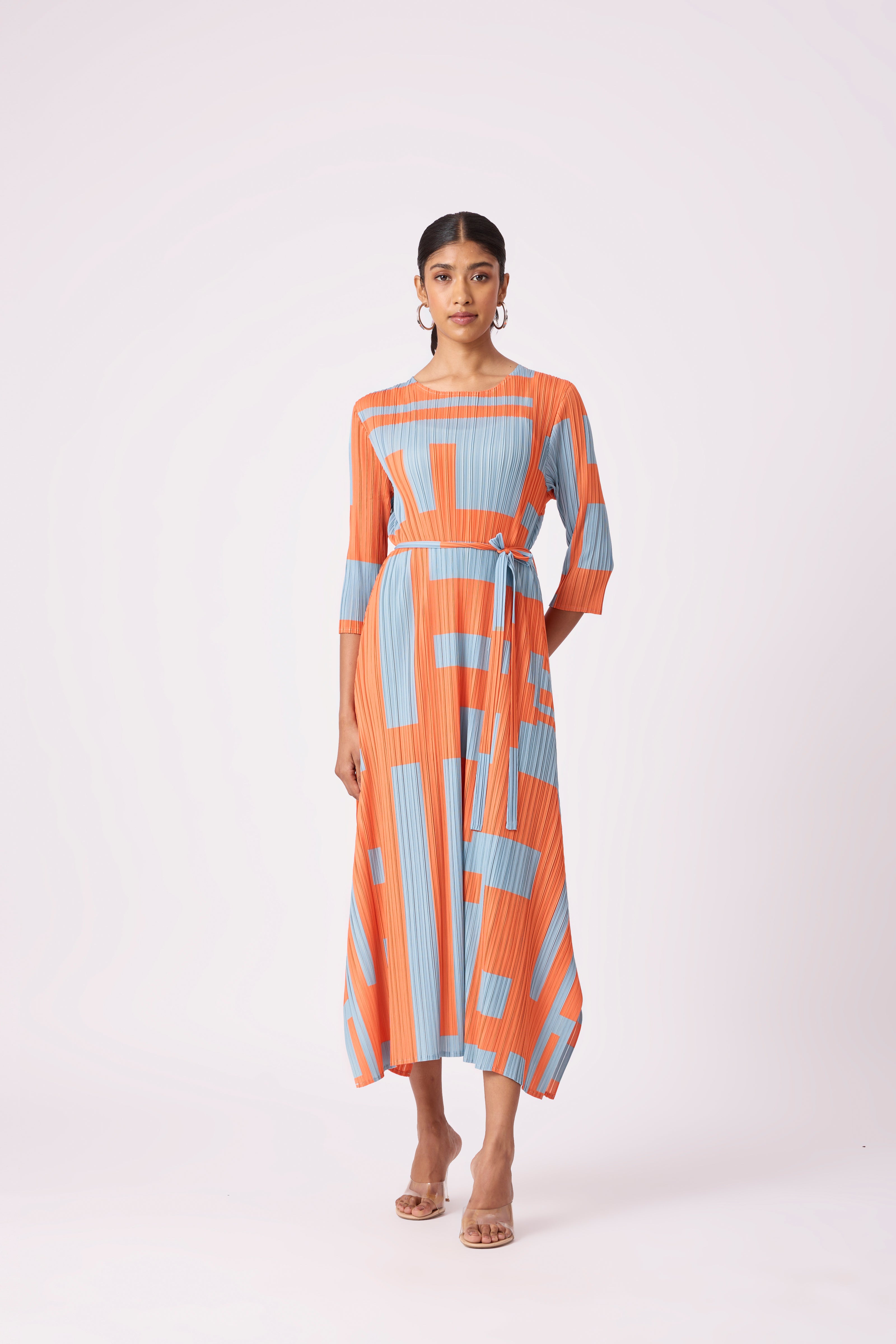 Trista Abstract Print Dress - Blue Orange