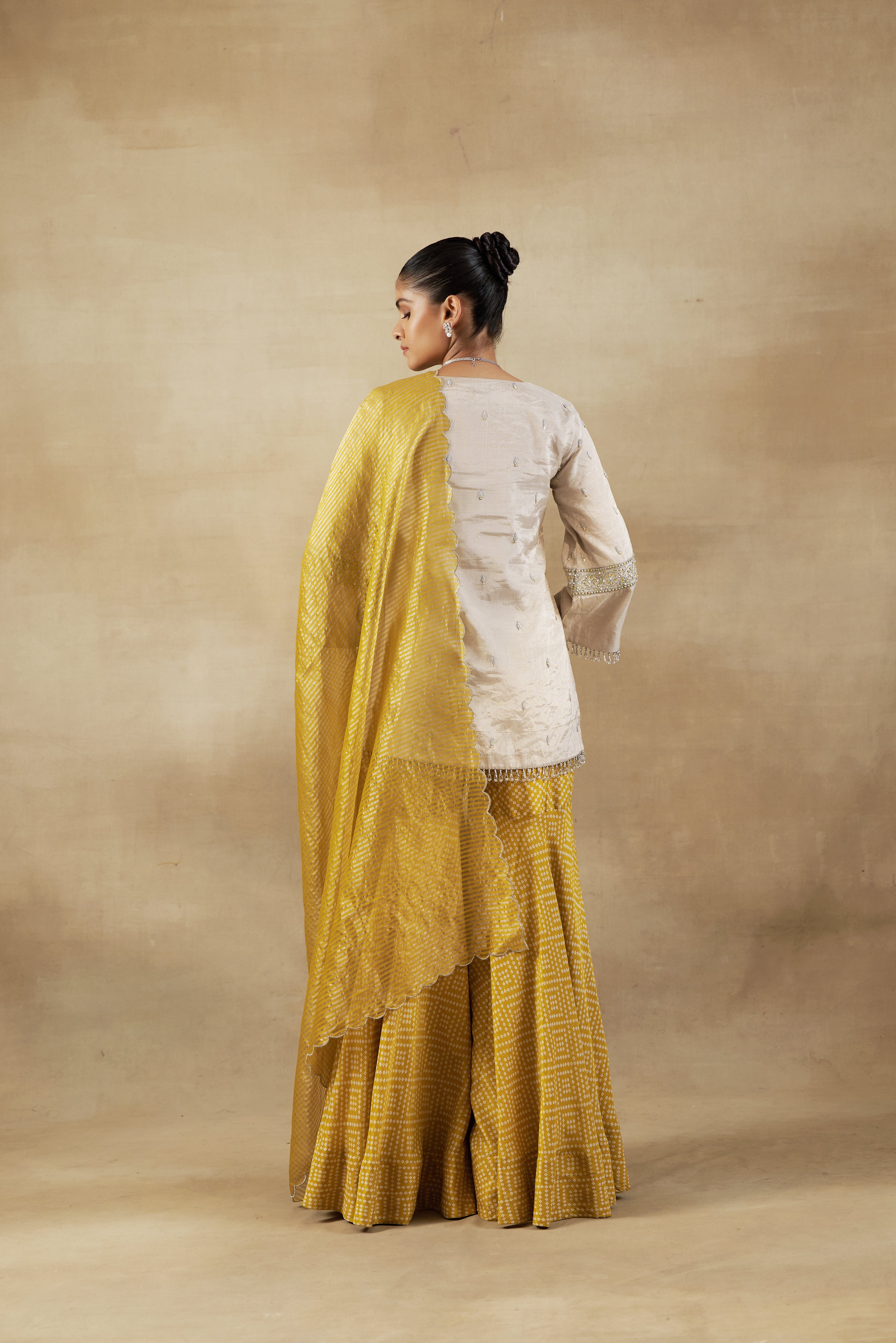 Yellow Garara Set With  Banarasi Dupatta