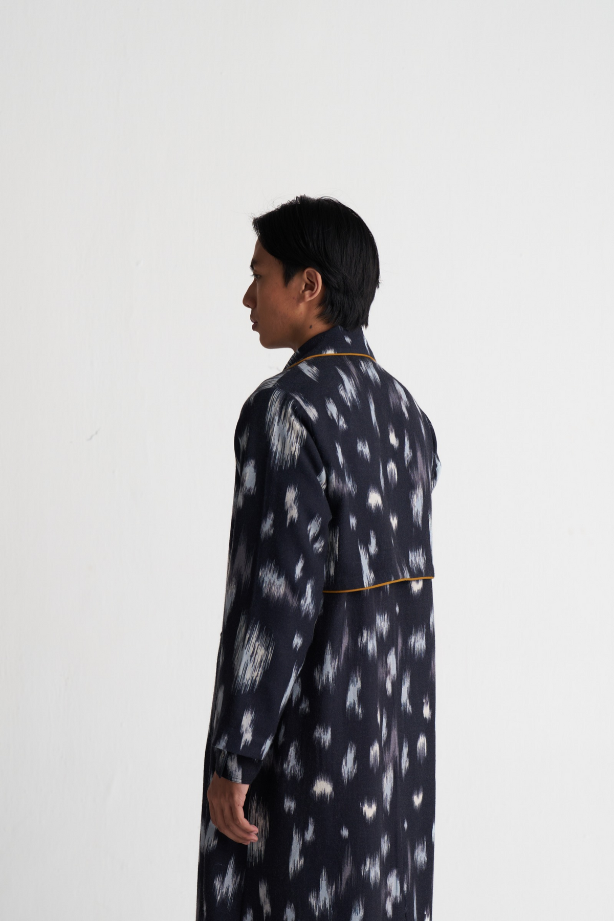 Ikat Print Woollen Trench Co-ord (set Of 3)