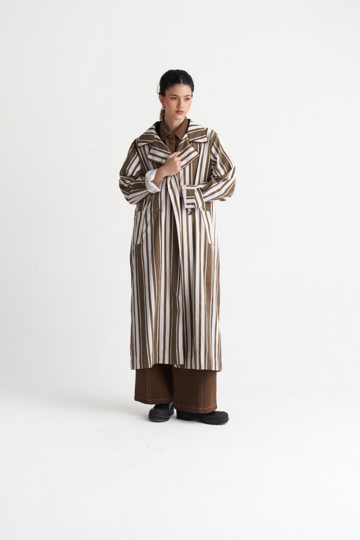 Striped Trench Co-ord (set Of 3)