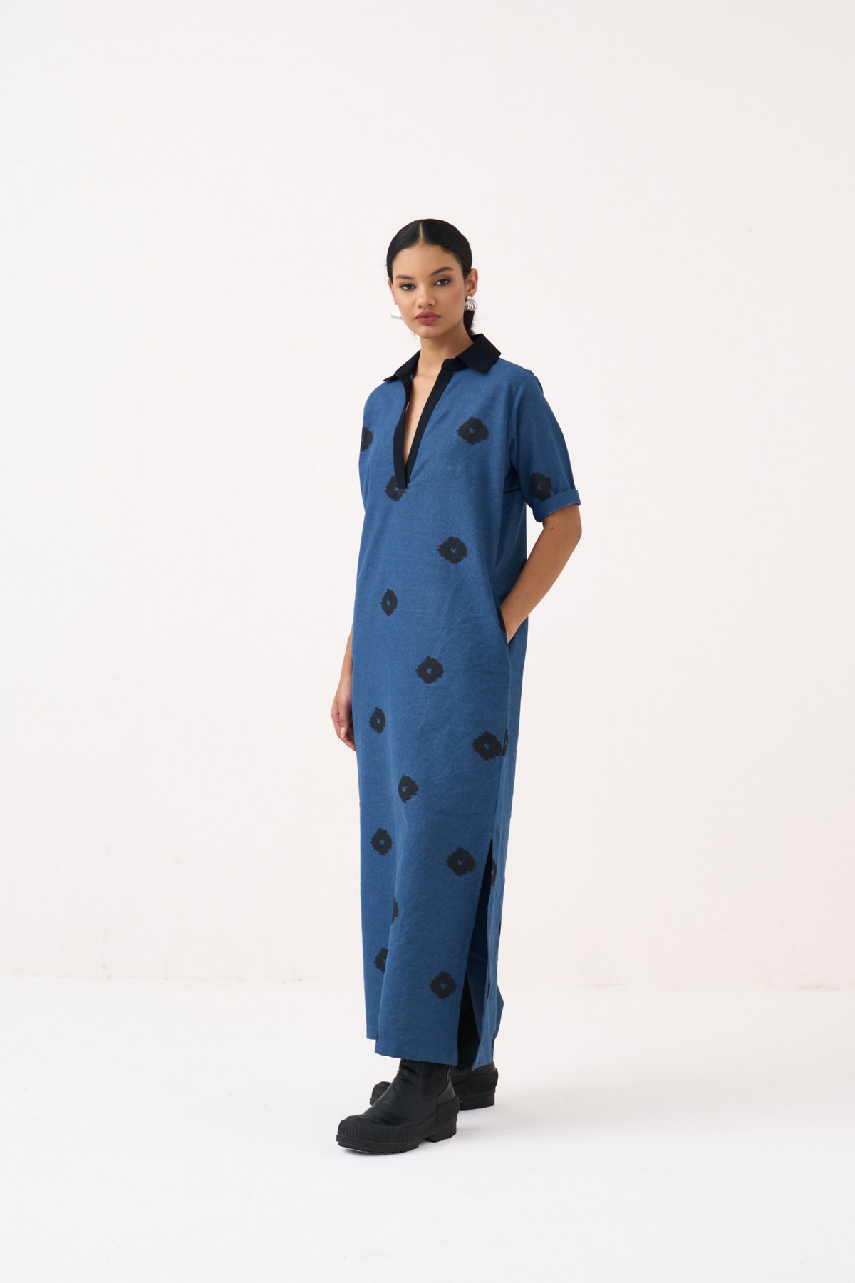 Block Print Denim Dress