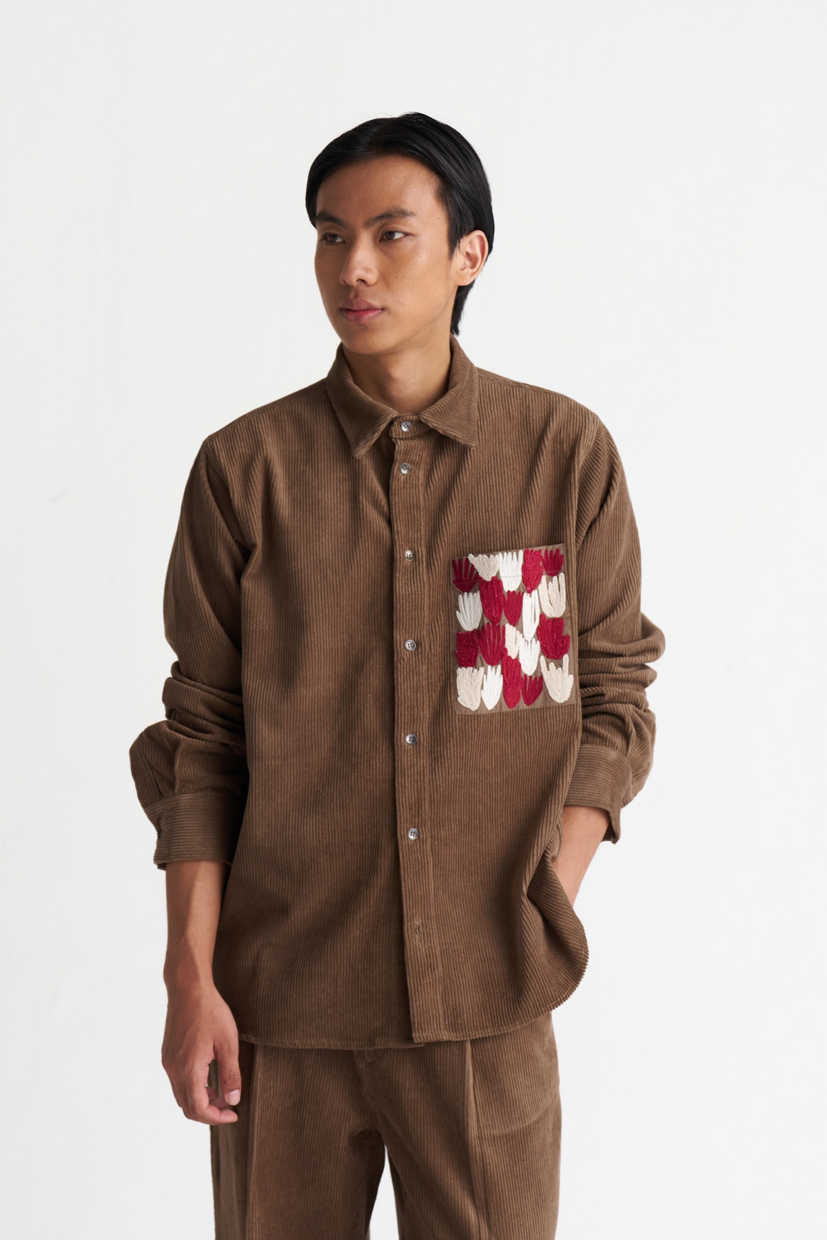 Emb. Patch Pocket Corduroy Shirt