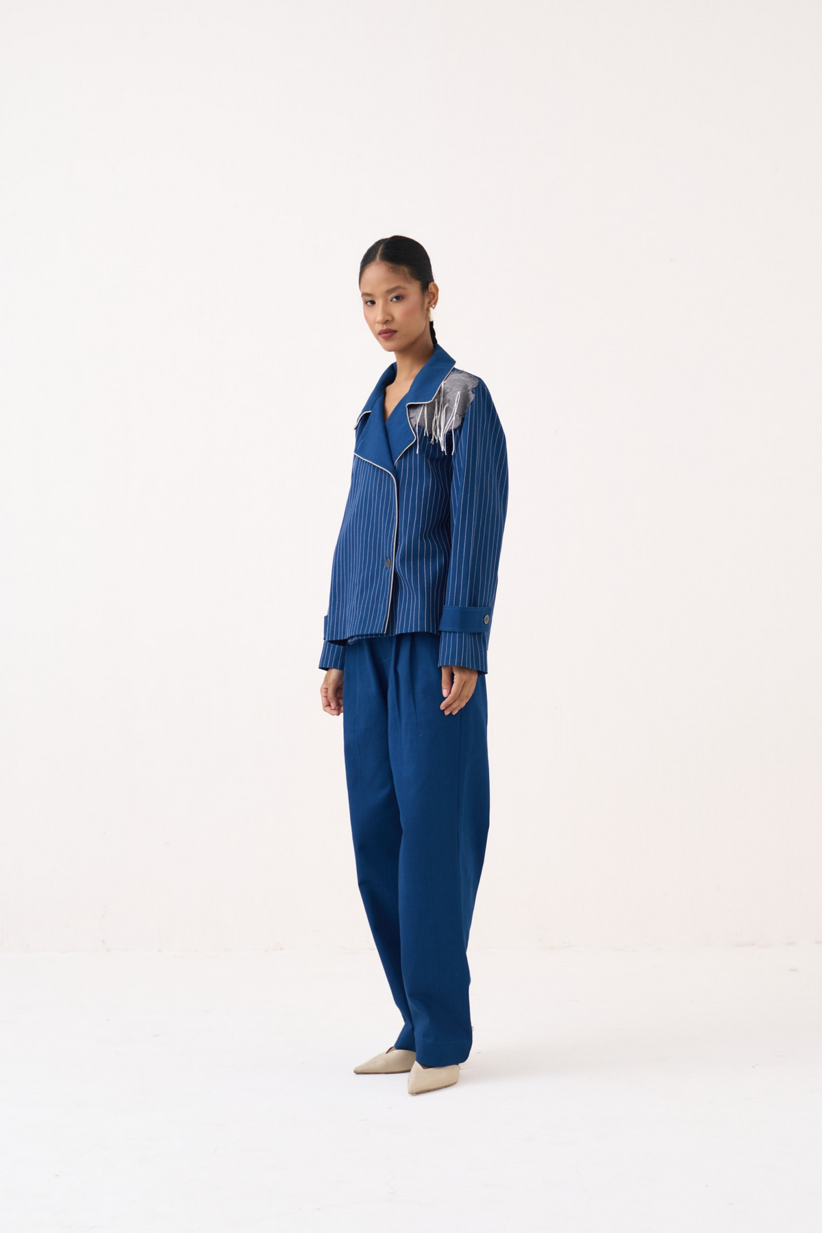 Floral Fringe Patch Jacket Co-ord (set Of 2)