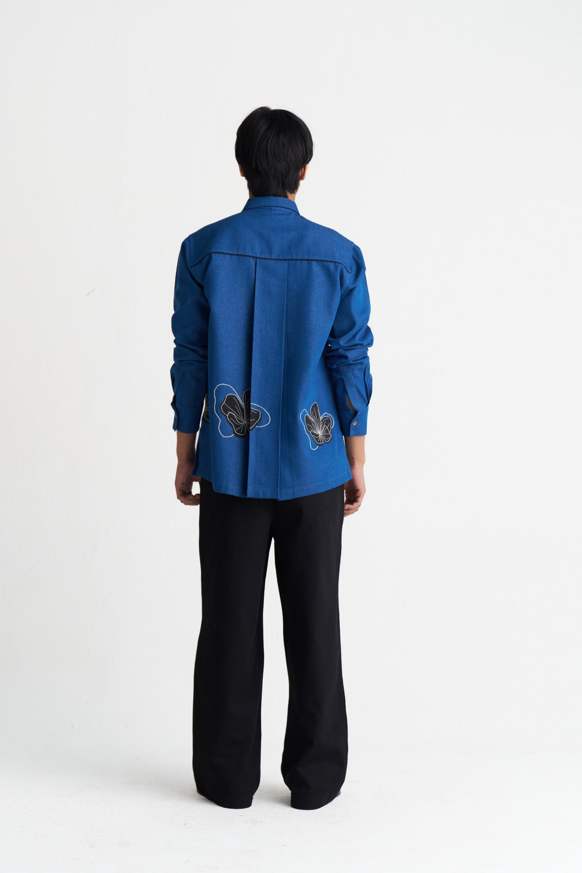 Floral Applique Denim Shirt Co-ord (set Of 2)