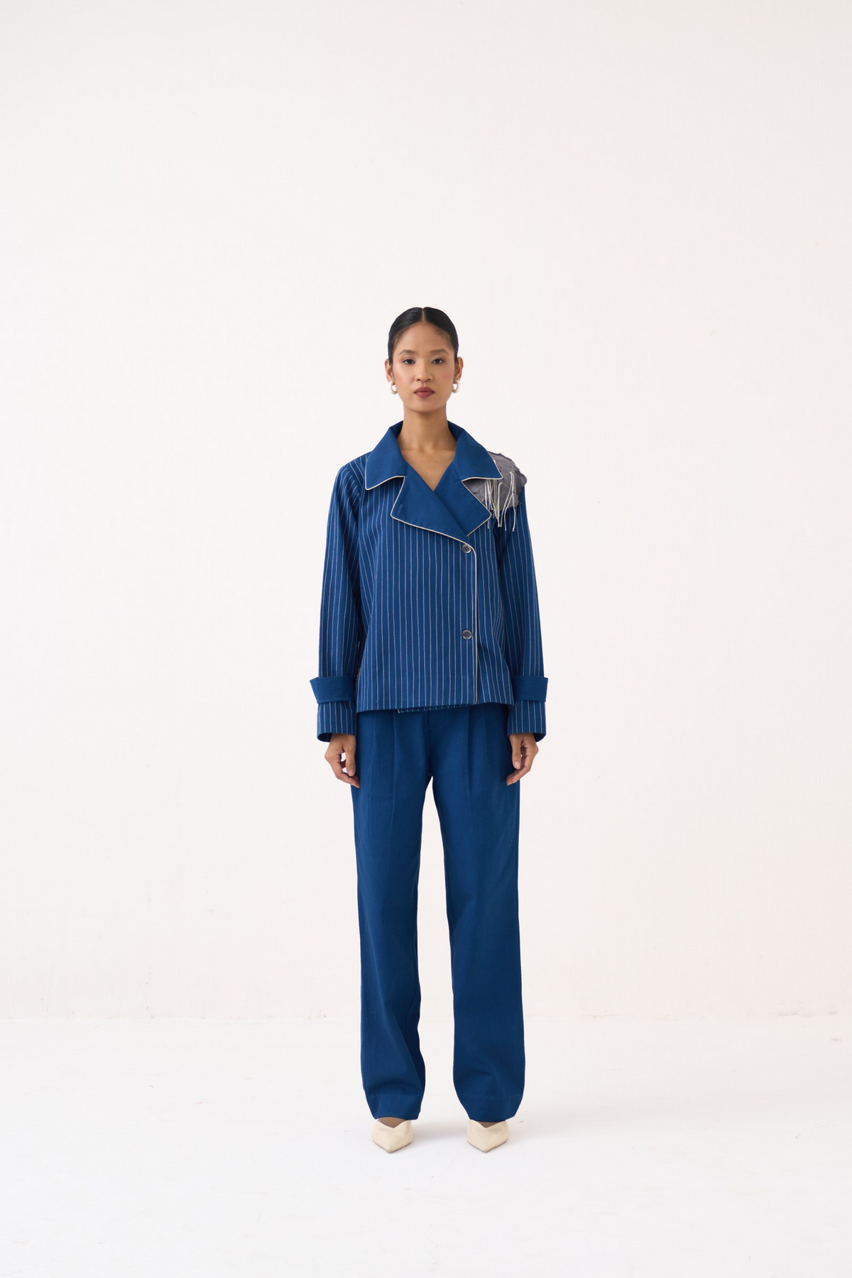 Floral Fringe Patch Jacket Co-ord (set Of 2)