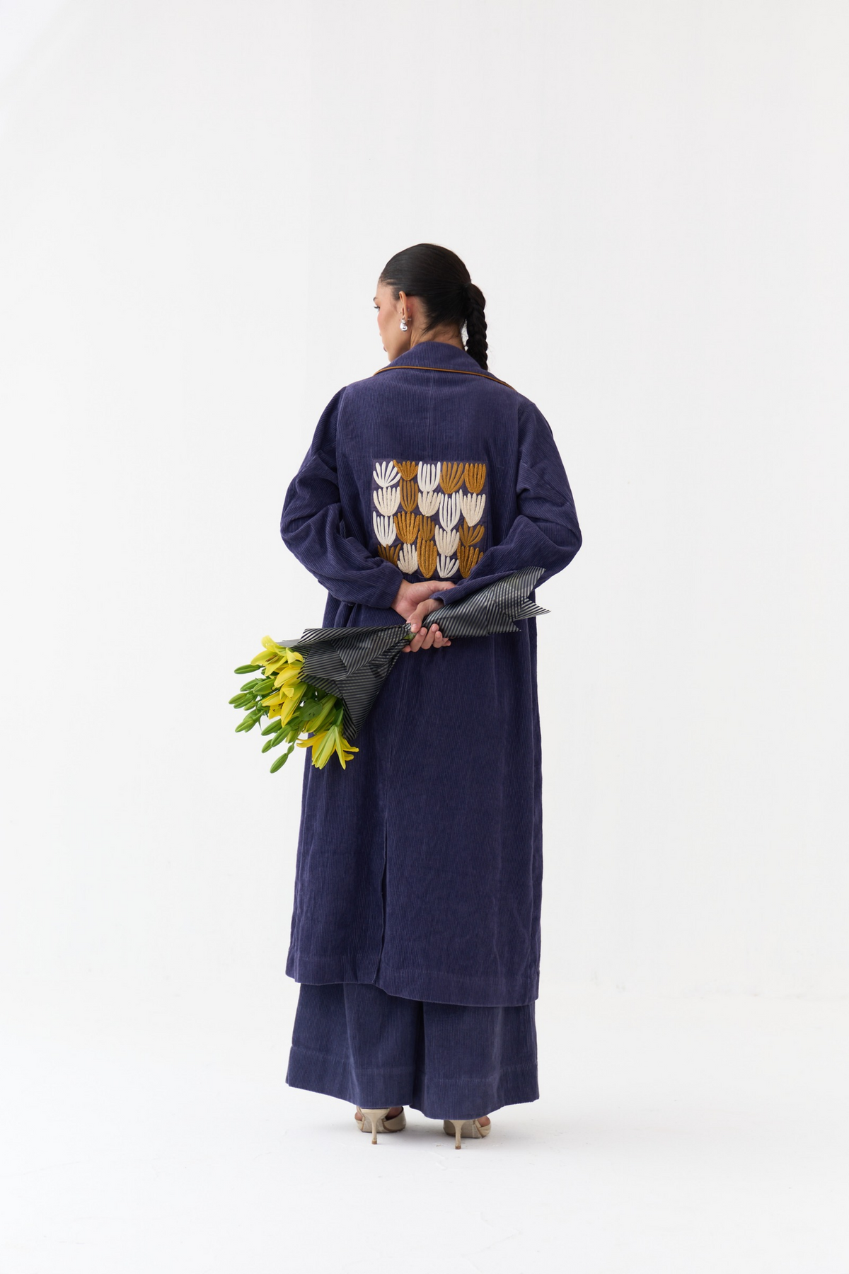 Emb. Patch Corduroy Trench Co-ord (set Of 2)