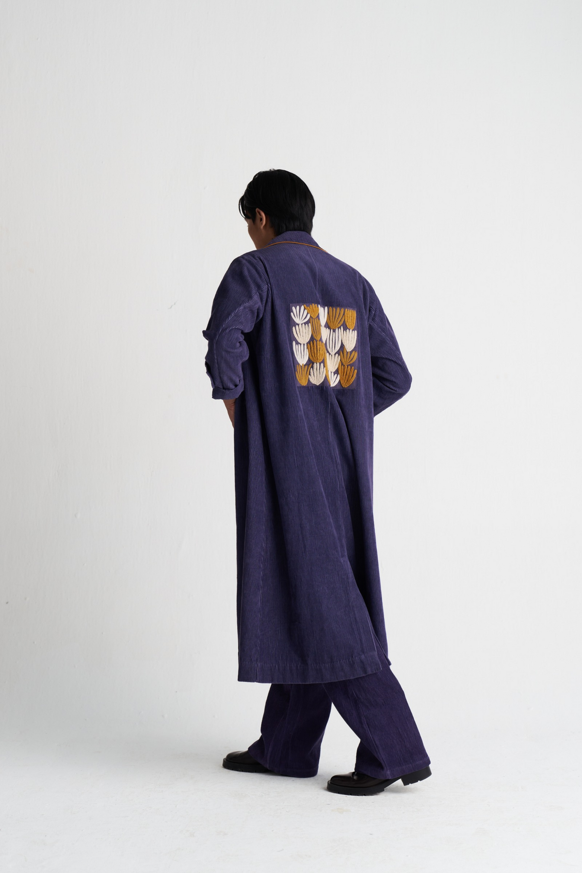 Emb. Patch Corduroy Trench Co-ord (set Of 2)