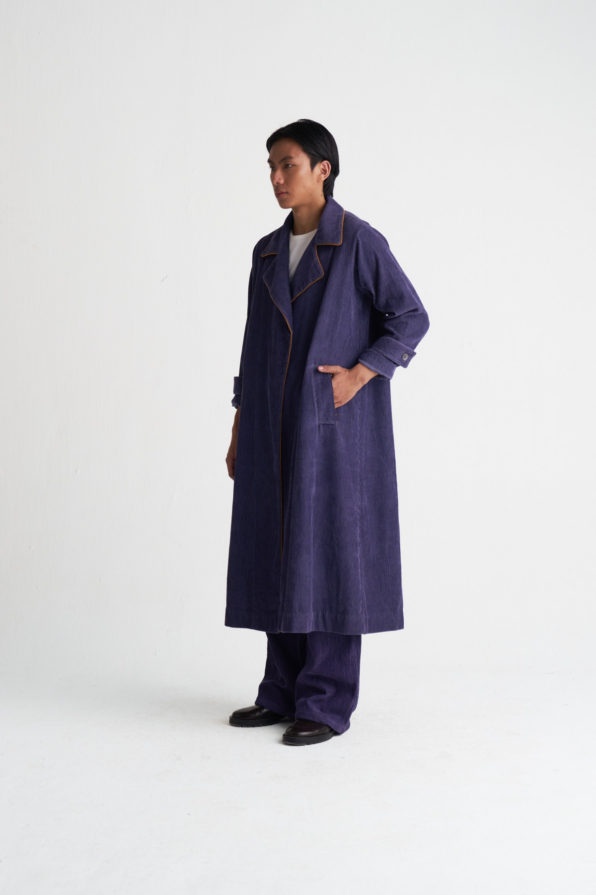 Emb. Patch Corduroy Trench Co-ord (set Of 2)